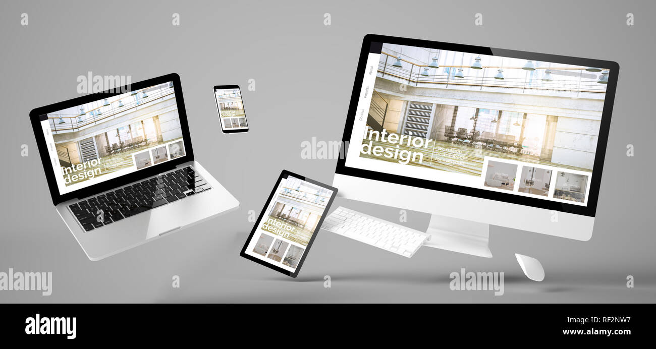 flying devices with interior design website responsive design 3d ...