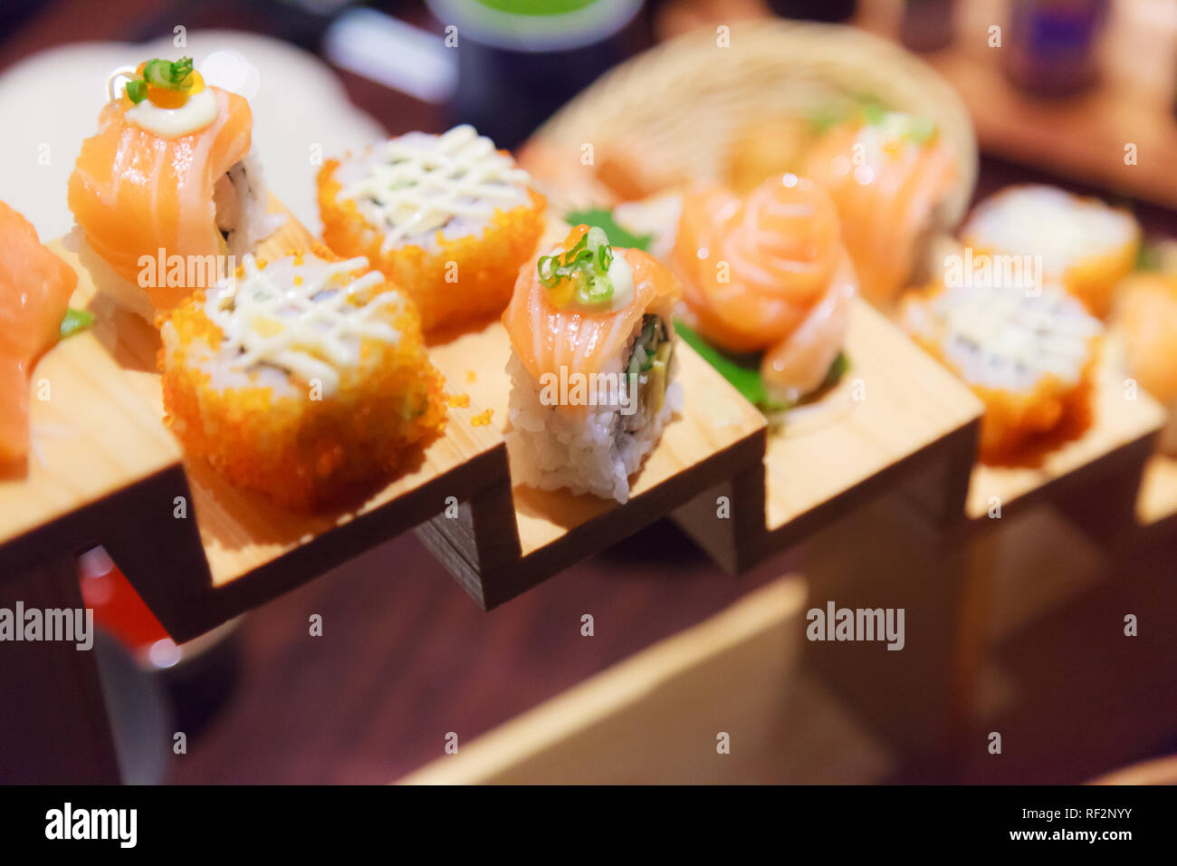 Japanese Fresh Fish Food Dish Menu Salmon Sushi And Sashimi