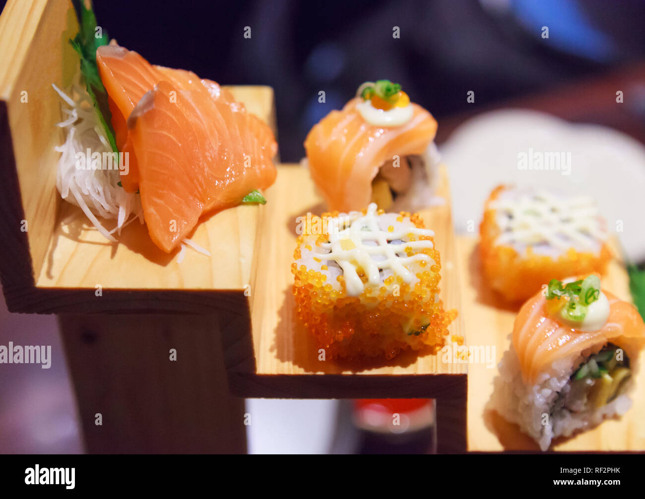 Japanese Fresh Fish Food Dish Menu Salmon Sushi And Sashimi