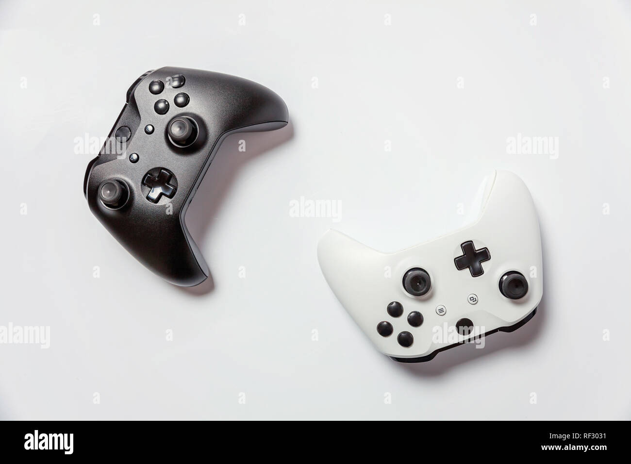 White and black two joystick gamepad, game console isolated on white ...