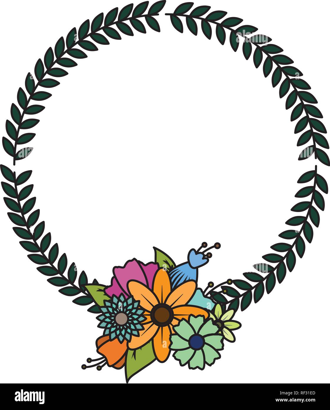 floral wreath flowers leaves Stock Vector Image & Art - Alamy