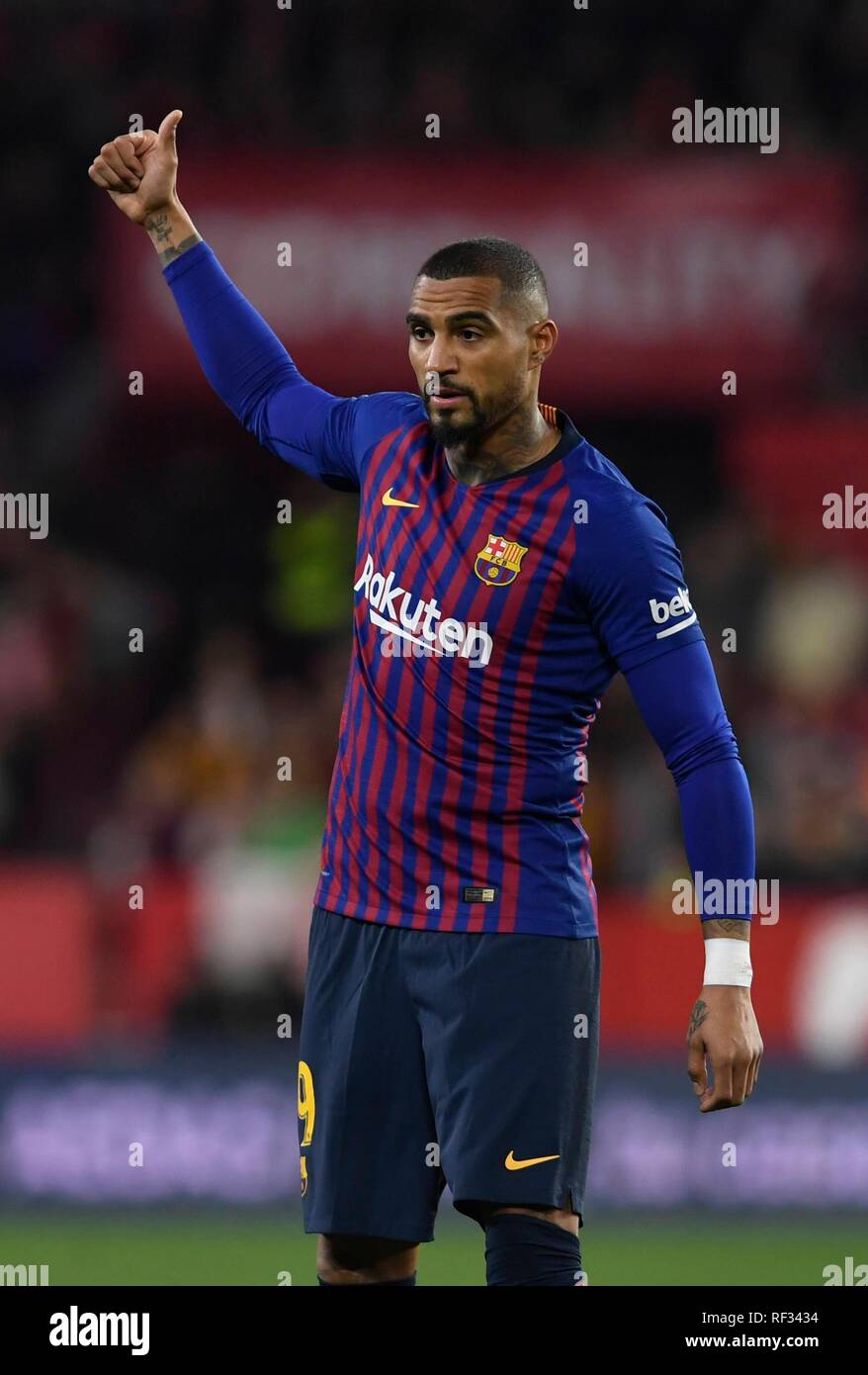 Seville, Spain. 23rd January, 2019. Prince Boateng during the match belonging to the quarterfinals of the Copa del Rey, facing Sevilla FC and FC Barcelona, at the Ramon Sanchez Pizjuan stadium, Seville, Andalucia Spain, January 23, 2019, photo: Cristobal Duenas / Cordon Press during the match belonging to the quarterfinals of the Copa del Rey, facing Sevilla FC and FC Barcelona, at the Ramon Sanchez Pizjuan stadium, Seville, Andalucia Spain, January 23, 2019, photo: Cristobal Duenas / Cordon Press  Cordon Press Credit: CORDON PRESS/Alamy Live News Stock Photo