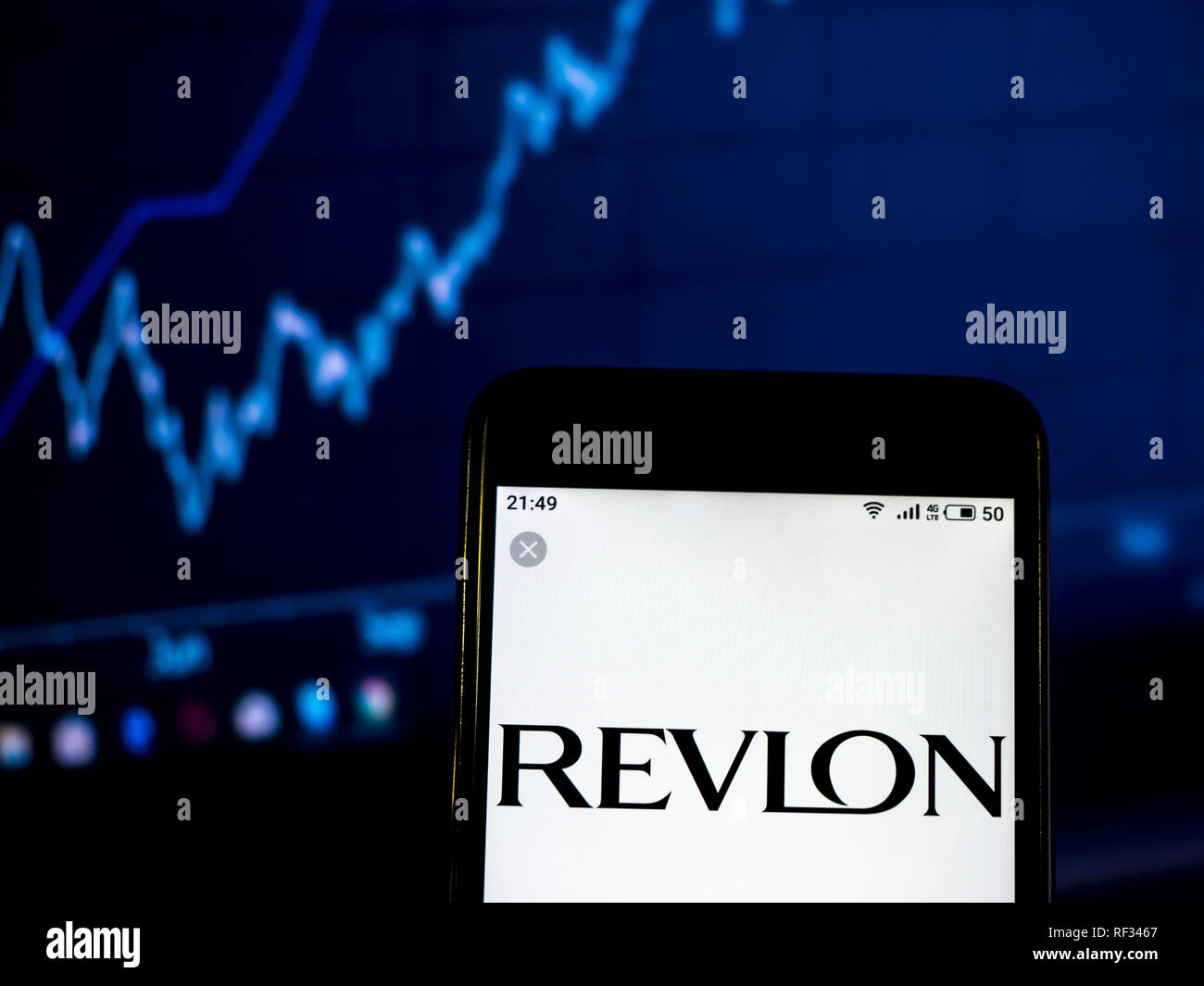 Kiev, Ukraine. 23rd Jan, 2019. Revlon Cosmetics company logo seen displayed on a smart phone. Credit: Igor Golovniov/SOPA Images/ZUMA Wire/Alamy Live News Stock Photo