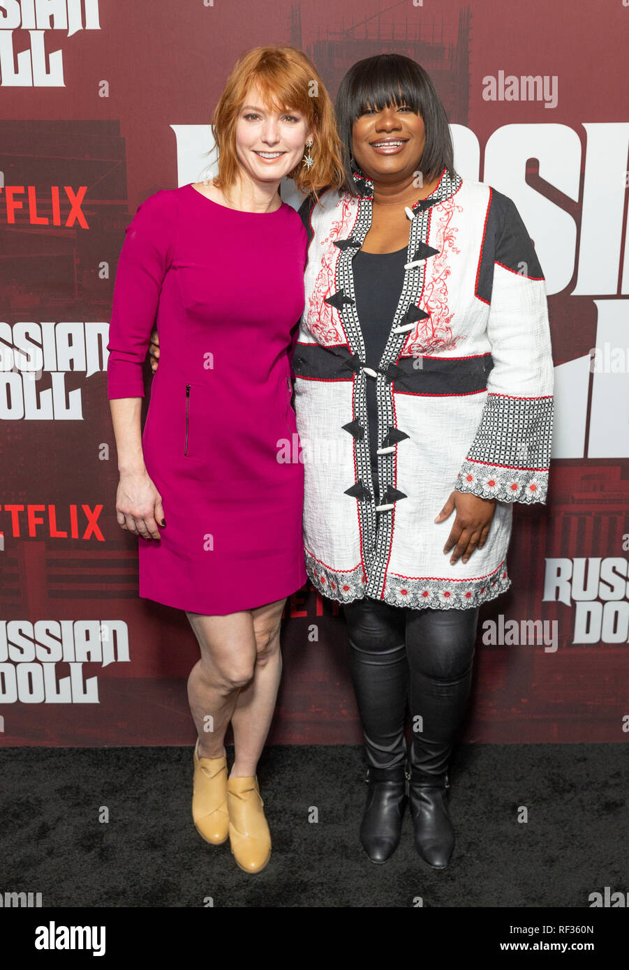 New York, NY - January 23, 2019: Alicia Witt and Adrienne Moore attend