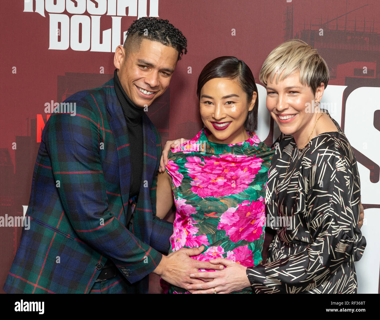 New York Ny January 23 19 Charlie Barnett Greta Lee Rebecca Henderson Attend Russian Doll Tv Show Season Premiere At Metrograph Credit Lev Radin Alamy Live News Stock Photo Alamy