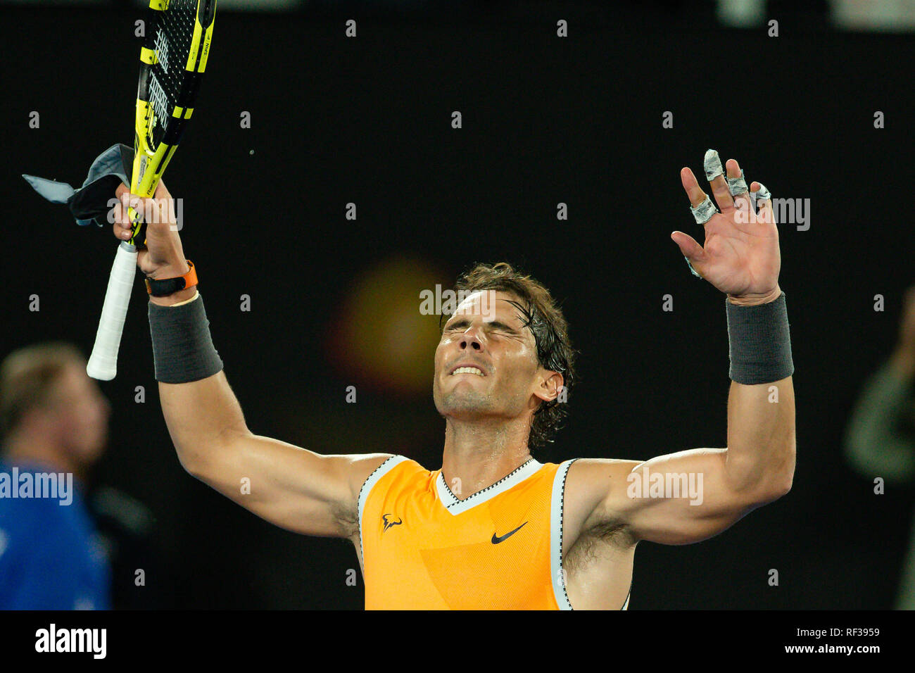 Melbourne, Australia. 24th Jan, 2019. Rafael Nadal from Spain makes his way into the final at the 2019 Australian Open Grand Slam tennis tournament in Melbourne, Australia. Frank Molter/Alamy Live news Stock Photo