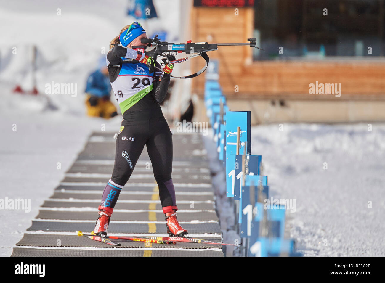 Lenzerheide, Switzerland. 24th Jan, 2019. Kadri Lehtla during the 2019 IBU  Biathlon Cup Women 7.5 km Sprint competition in Lenzerheide. Credit: Rolf  Simeon/Alamy Live News Stock Photo - Alamy