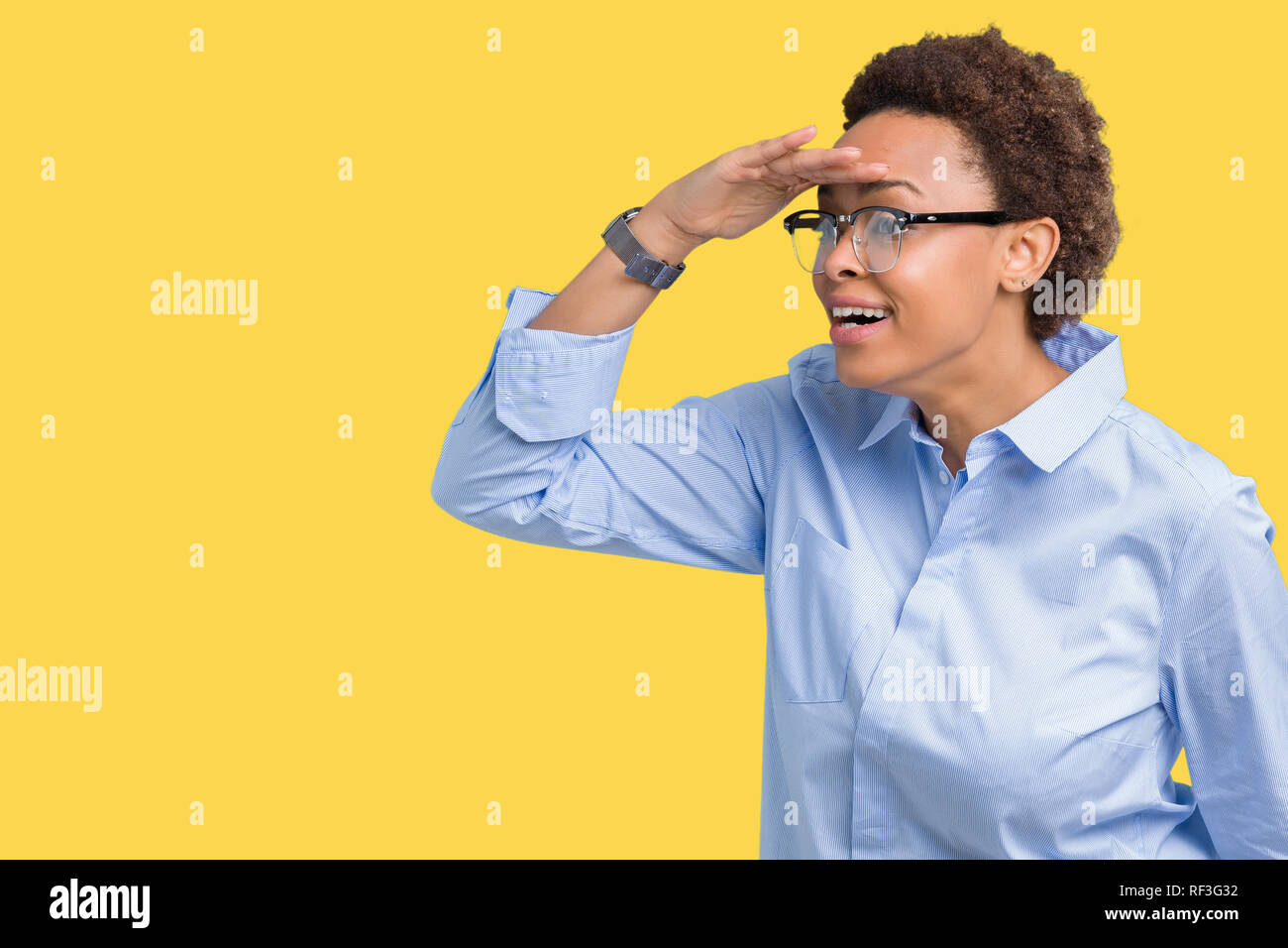 Young beautiful african american business woman over isolated ...