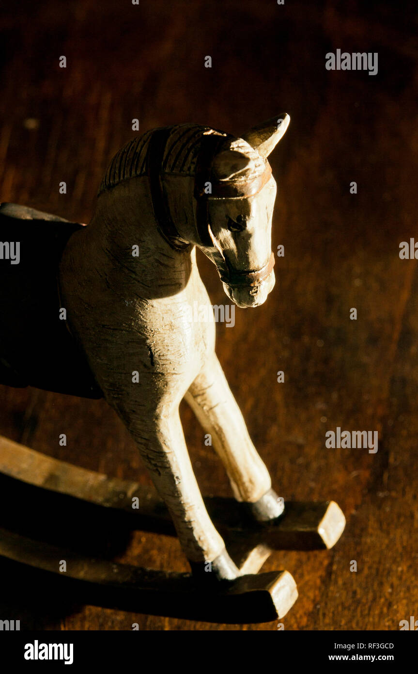 vintage rocking horse wooden toy Stock Photo