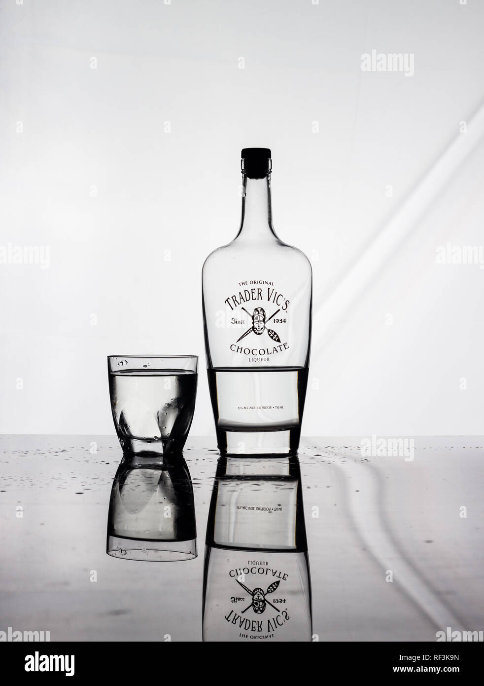 backlight glass and alcohol Stock Photo
