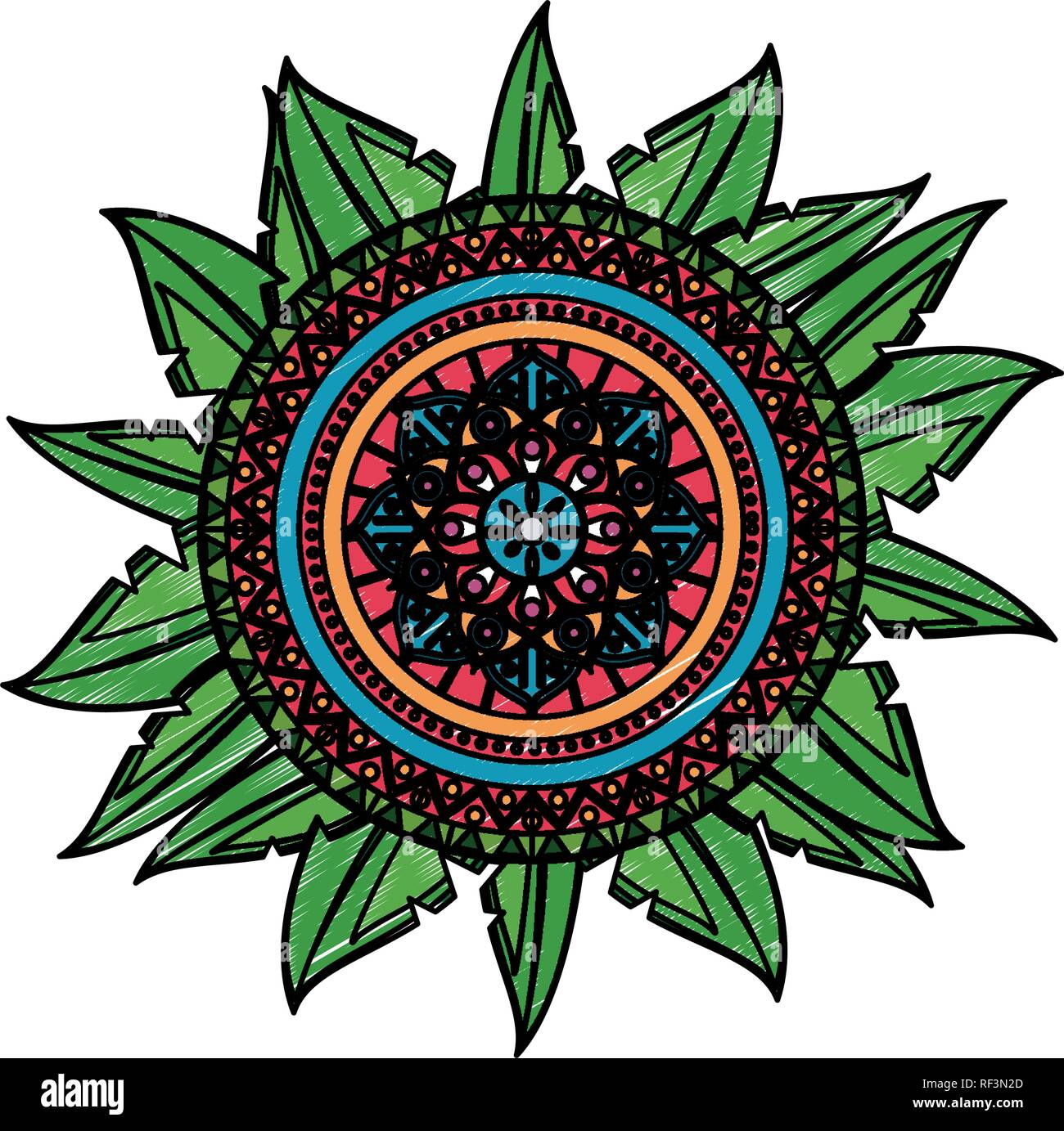 Mandala indian emblem scribble Stock Vector Image & Art - Alamy