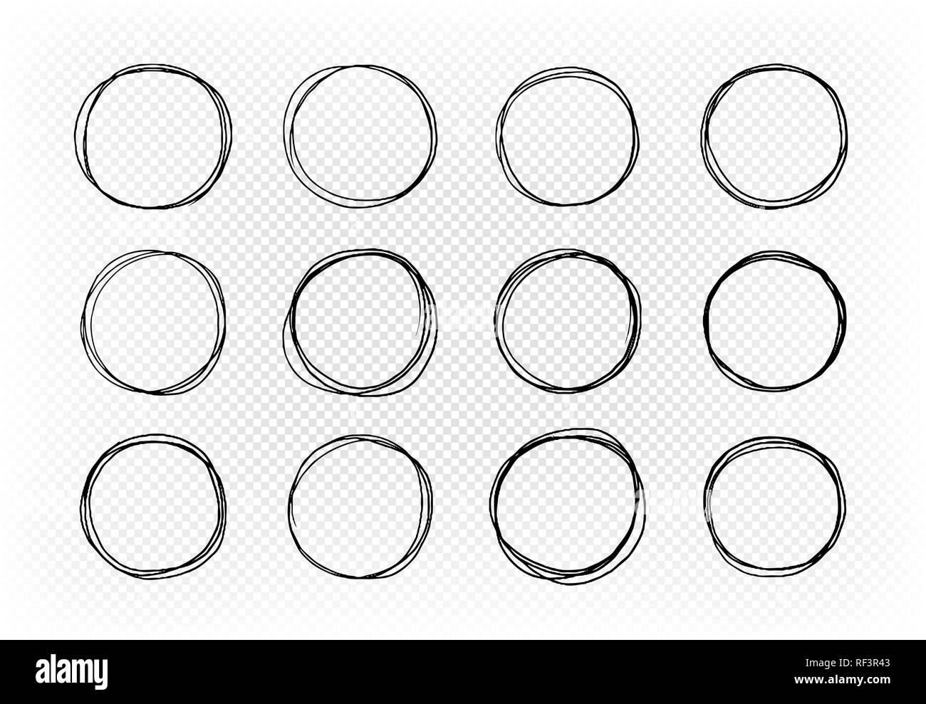 Hand drawn circle, set of elements. Sketch vector illustration Stock Vector