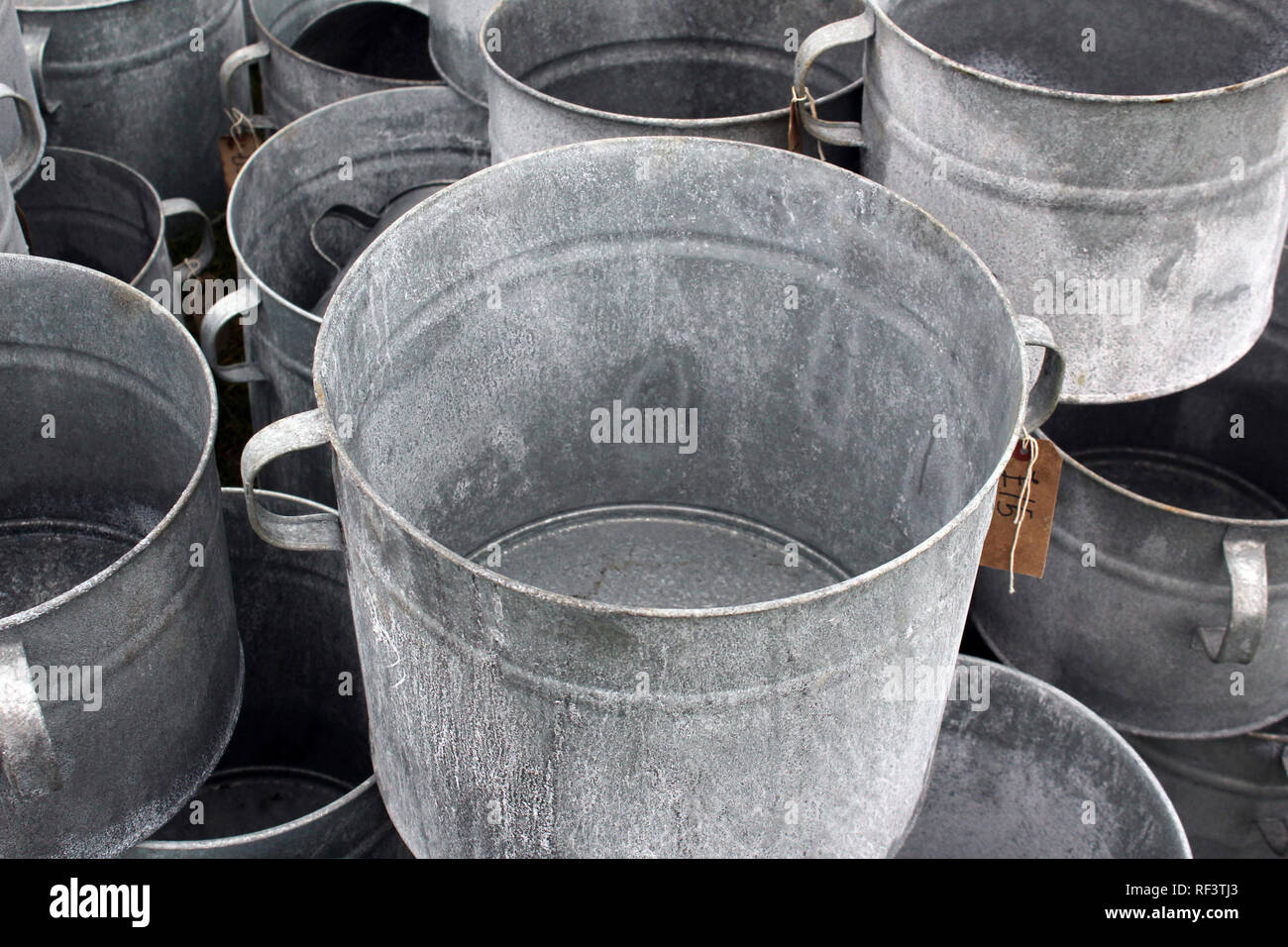 Galvanized containers Stock Photo Alamy