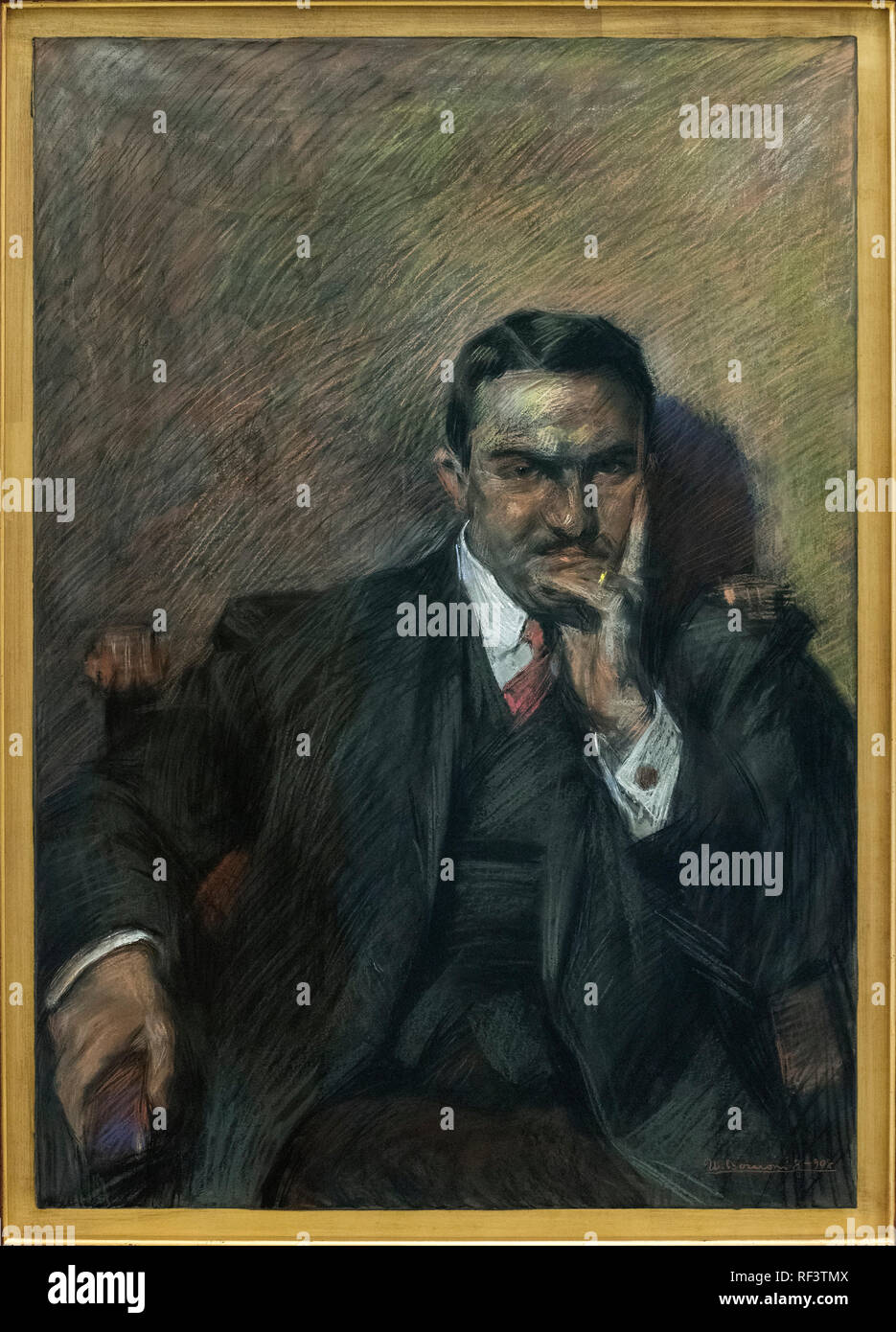 Umberto Boccioni (1882-1916), Portrait of Massimino Innocenzo, 1908. Ritratto di Innocenzo Massimino. Stock Photo