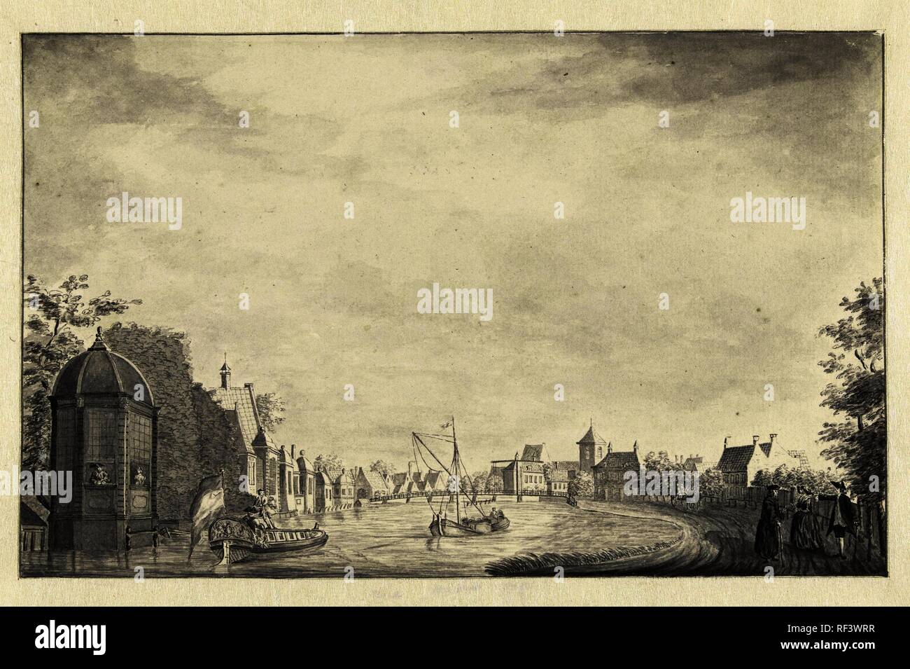 Ouderkerk aan de Amstel. Draughtsman: Jan de Beijer (possibly). Dating: 1756. Measurements: h 155 mm × w 245 mm. Museum: Rijksmuseum, Amsterdam. Stock Photo