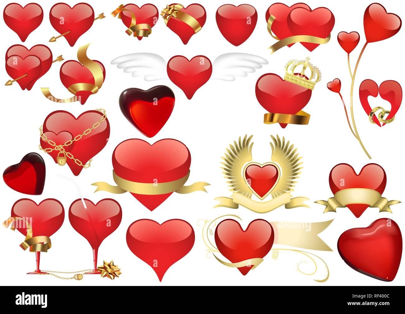 Big Set of Red Heart Stock Vector Image & Art - Alamy