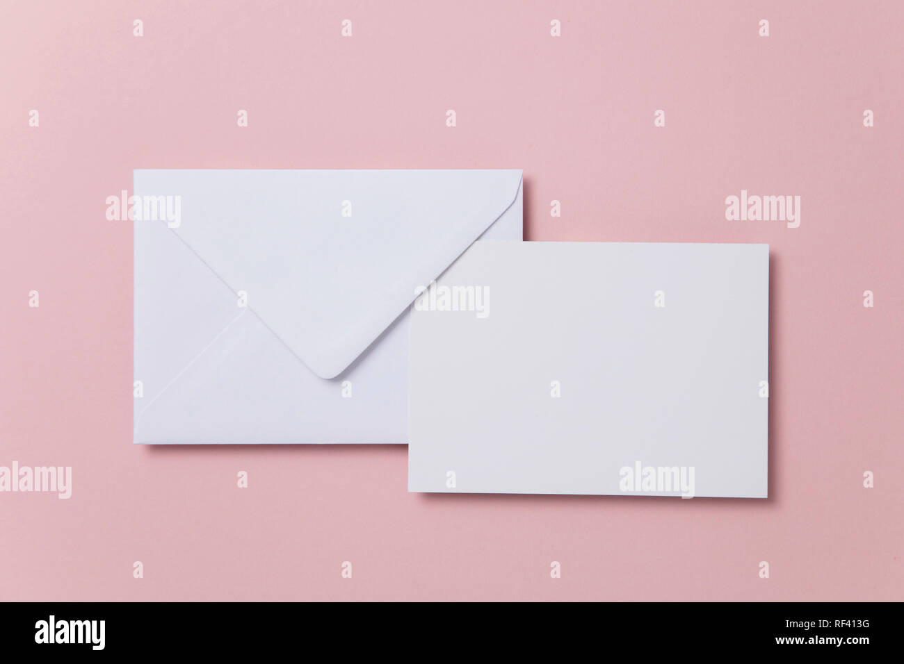 Blank white card with paper envelope template mock up Stock Photo - Alamy