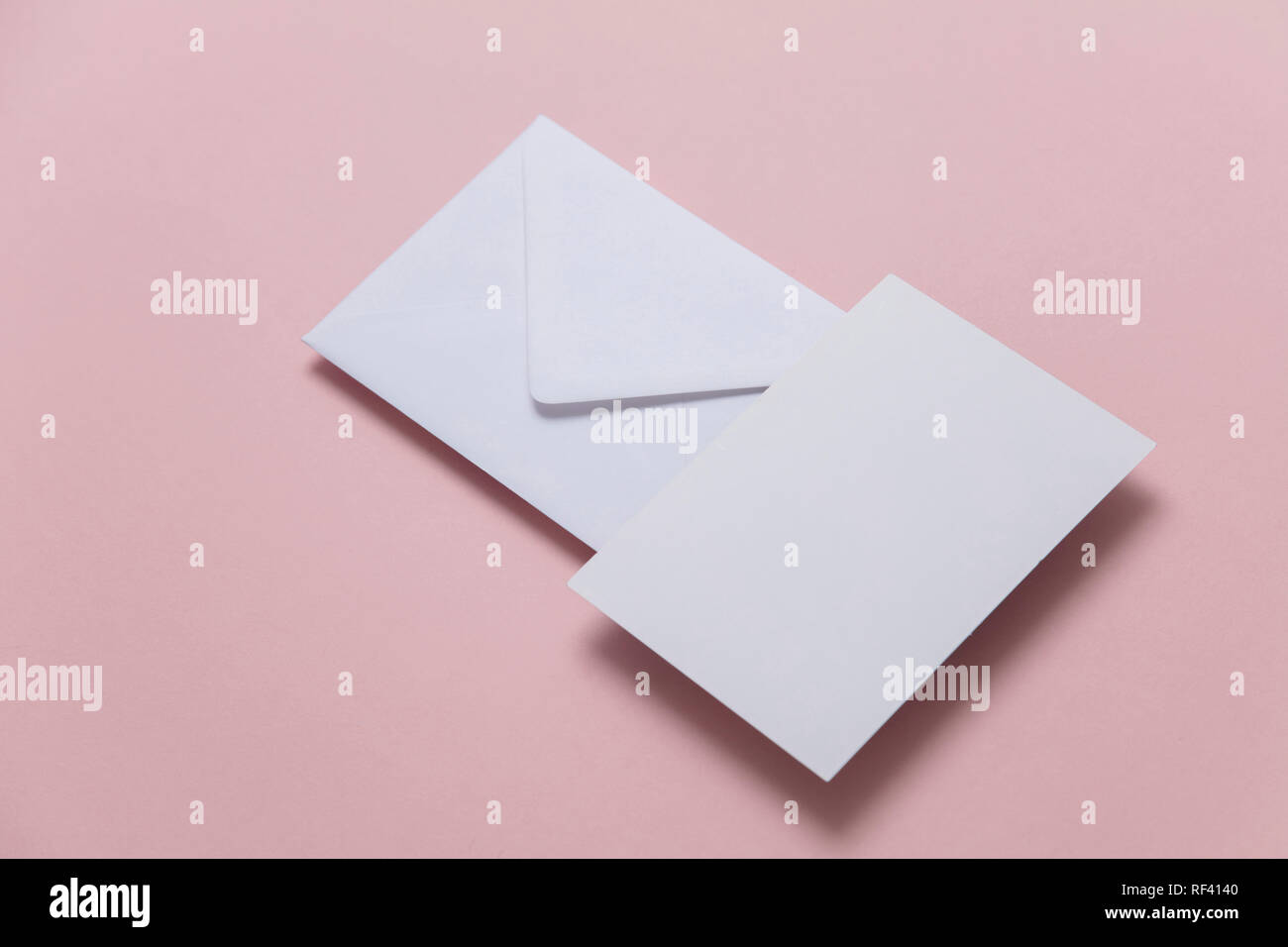 Blank white card with paper envelope template mock up Stock Photo - Alamy