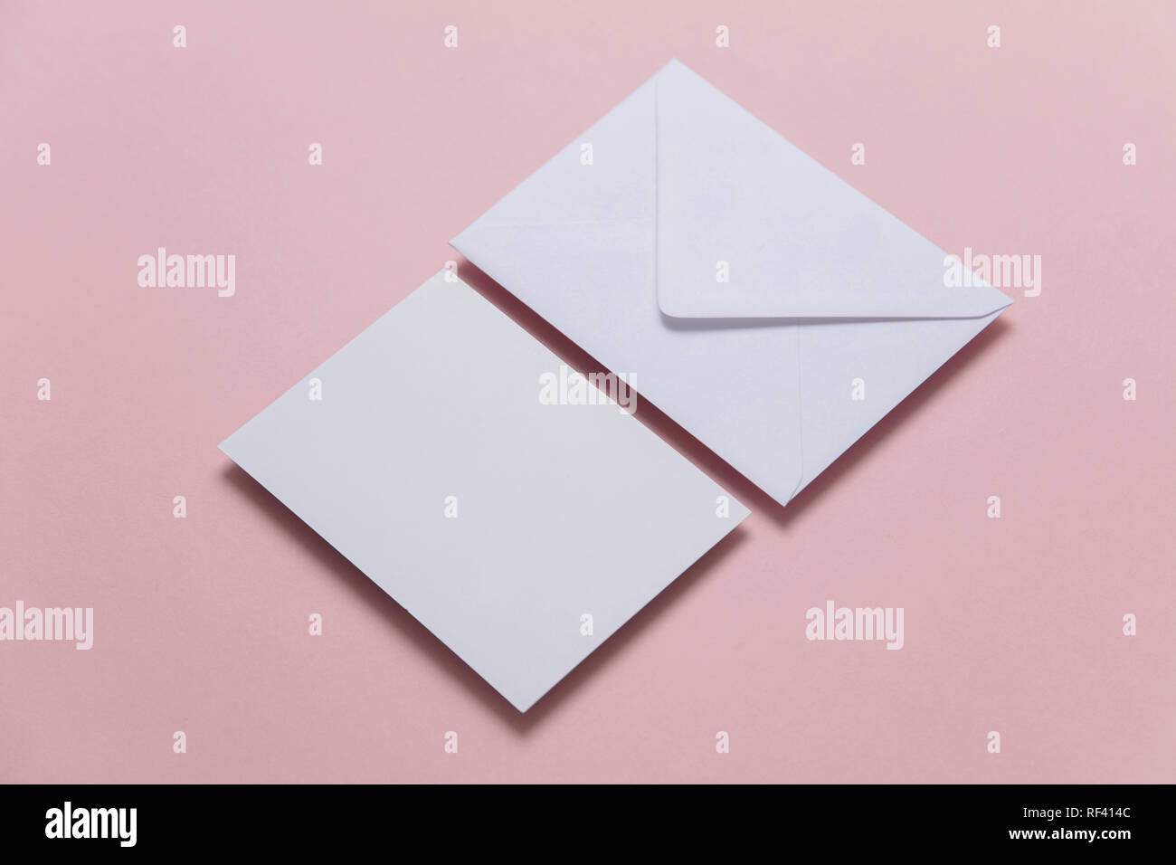 Download Blank White Card With Paper Envelope Template Mock Up Stock Photo Alamy