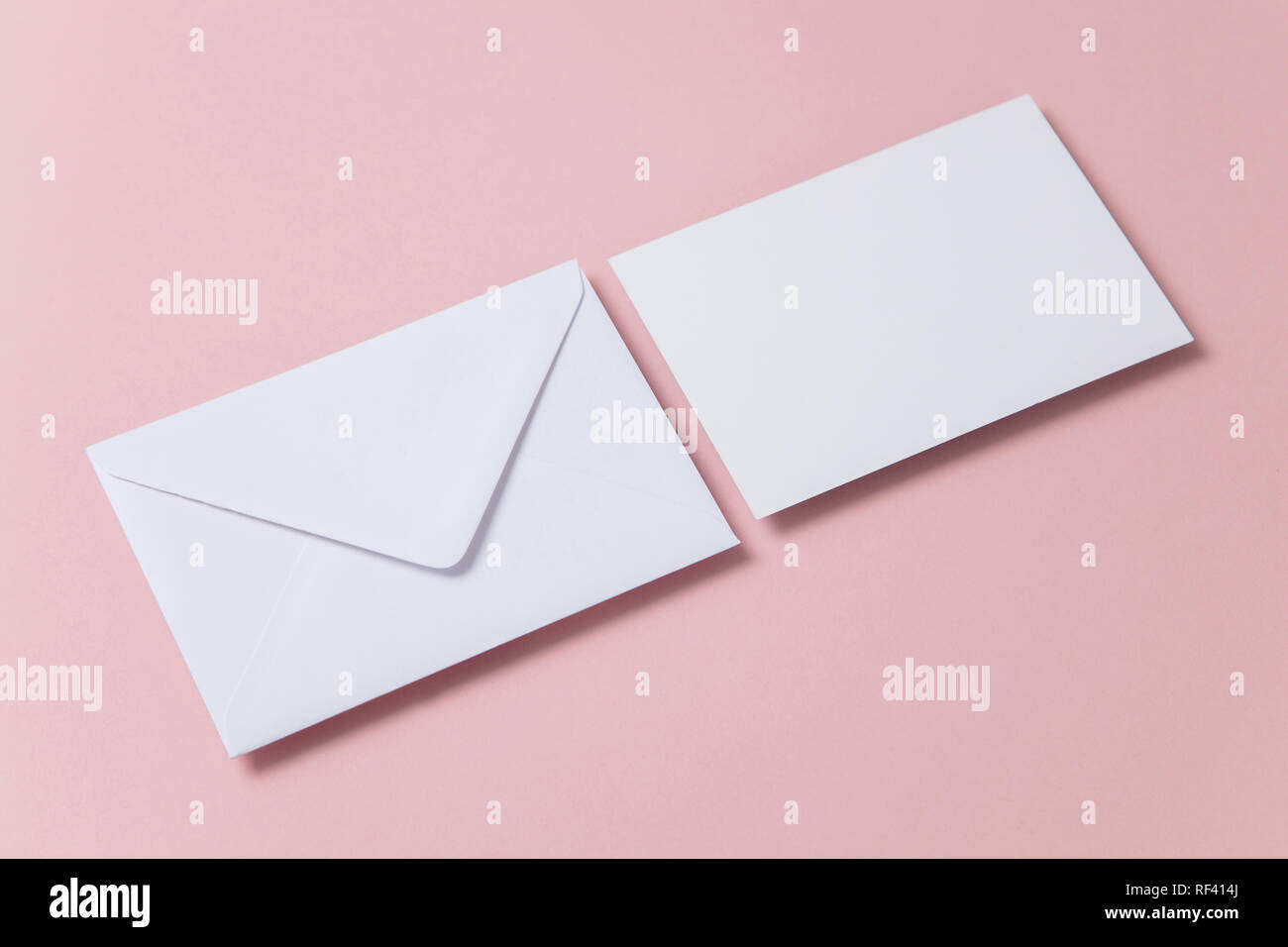 Blank white card with paper envelope template mock up Stock Photo - Alamy
