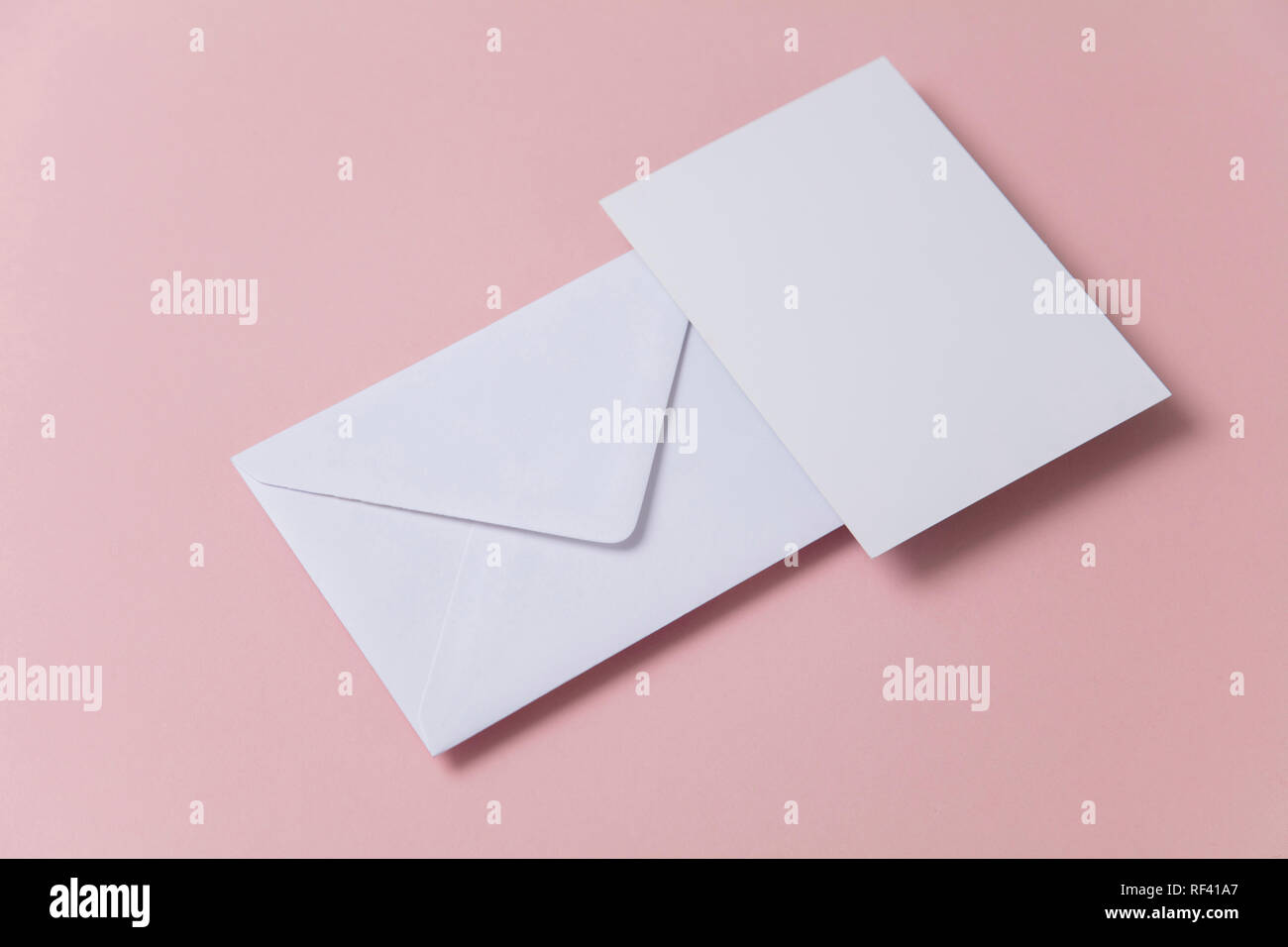 Blank white card with paper envelope template mock up Stock Photo - Alamy