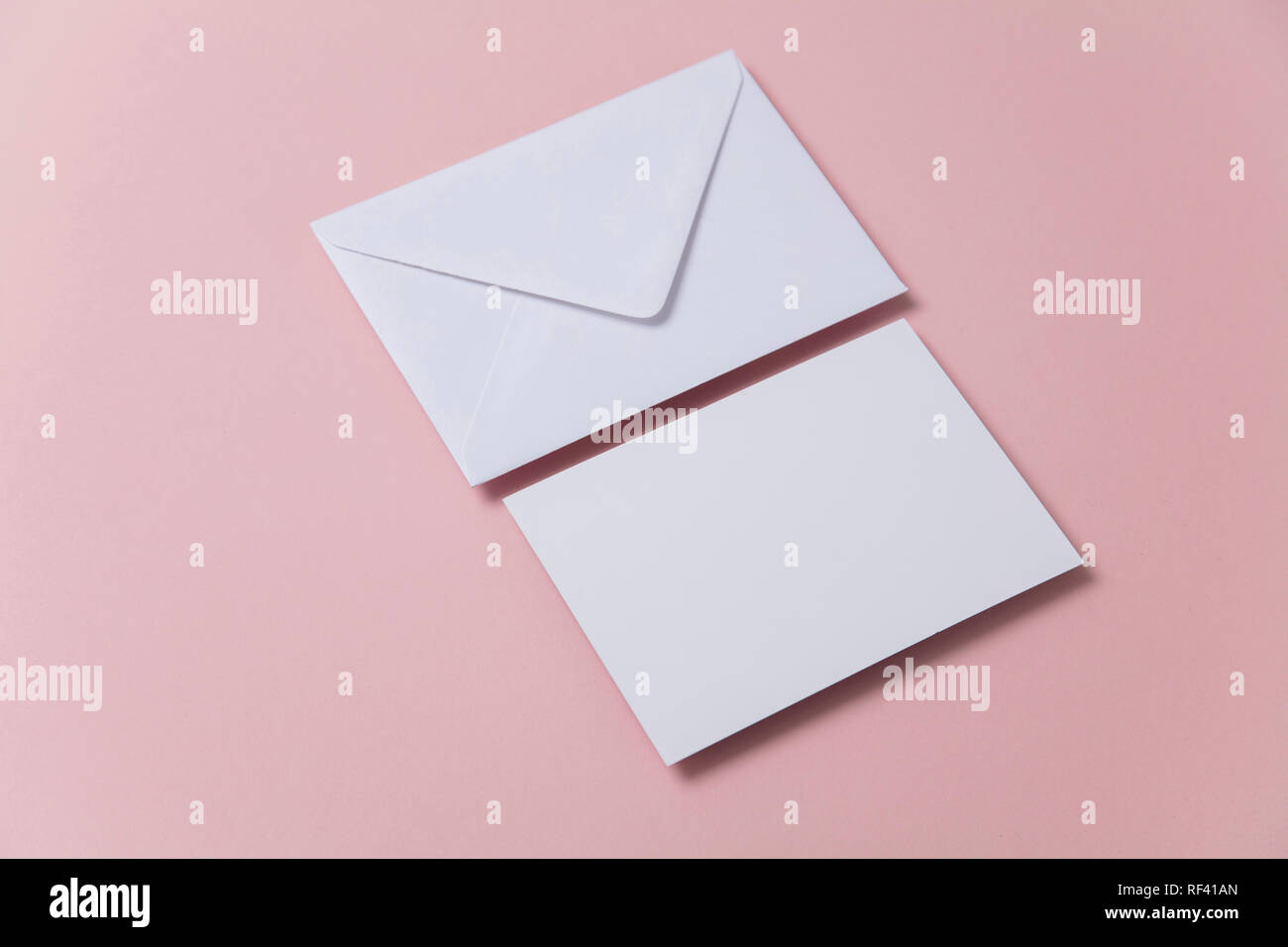 Blank white card with paper envelope template mock up Stock Photo - Alamy