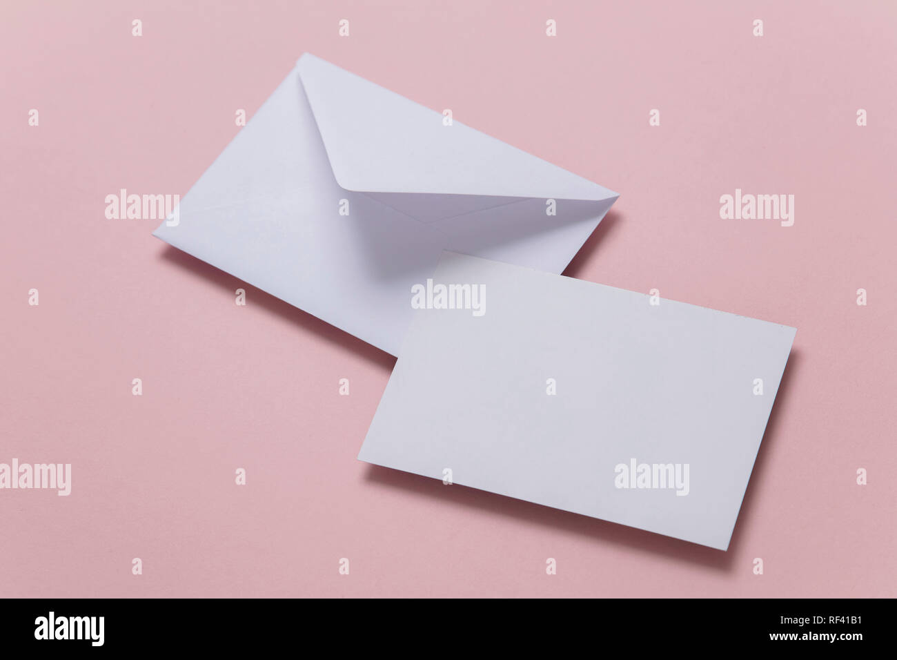 Blank white card with paper envelope template mock up Stock Photo - Alamy