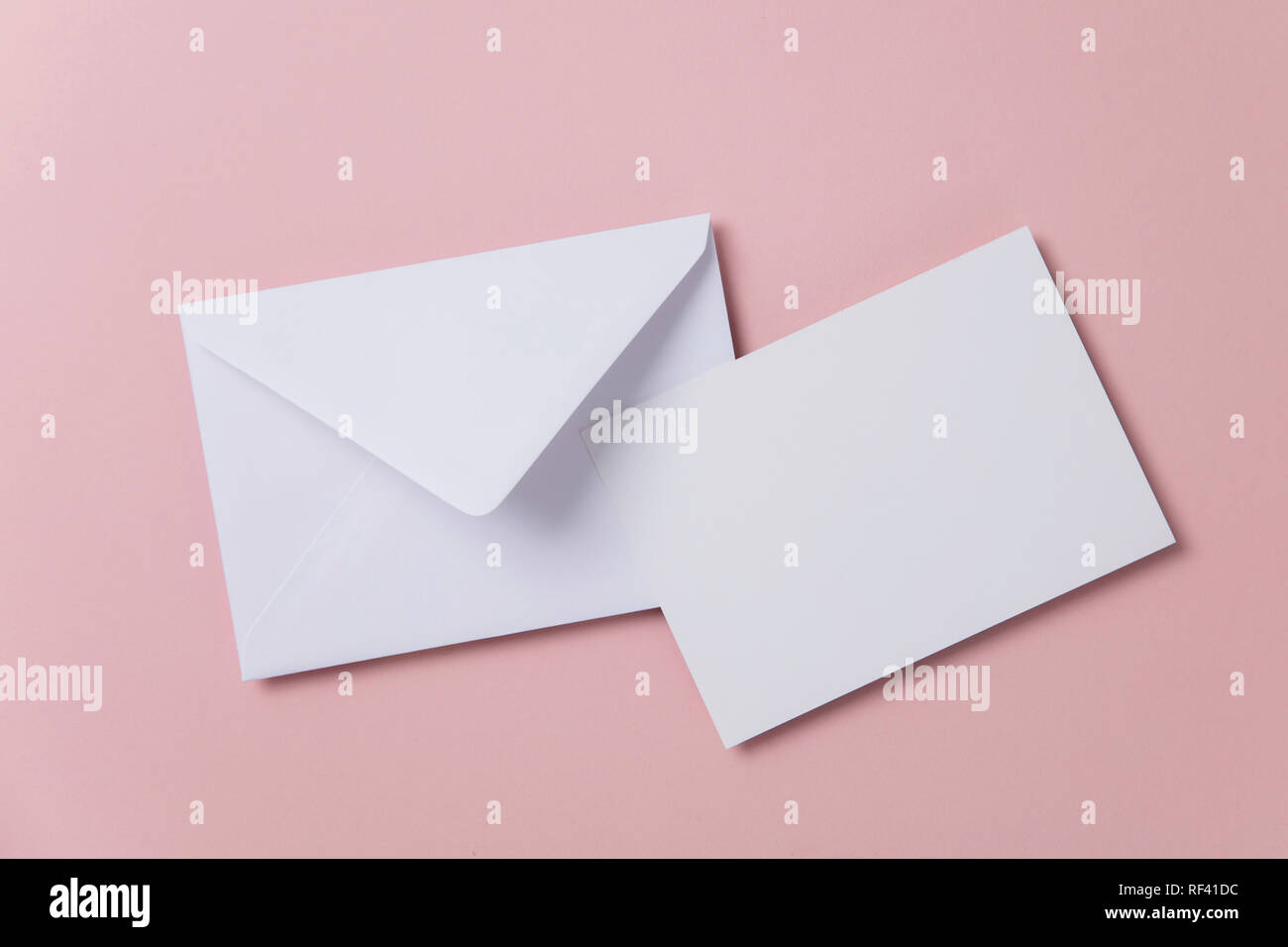 Blank white card with paper envelope template mock up Stock Photo - Alamy