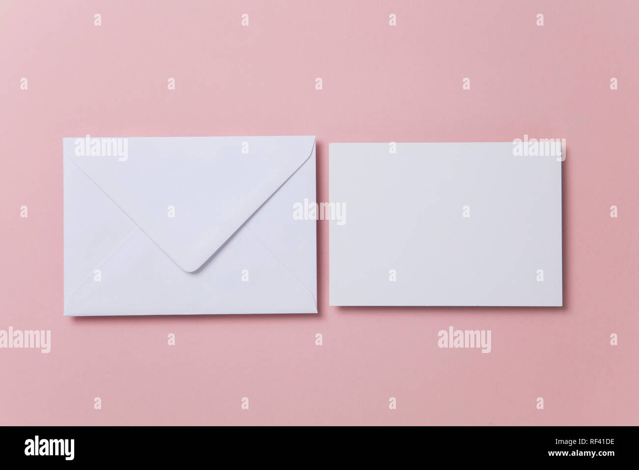 Blank white card with paper envelope template mock up Stock Photo - Alamy