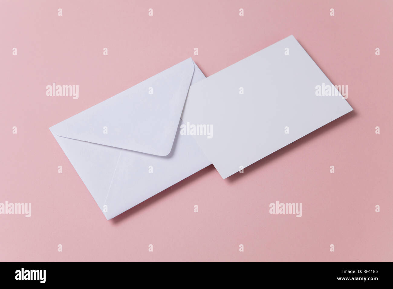 Blank white card with paper envelope template mock up Stock Photo - Alamy