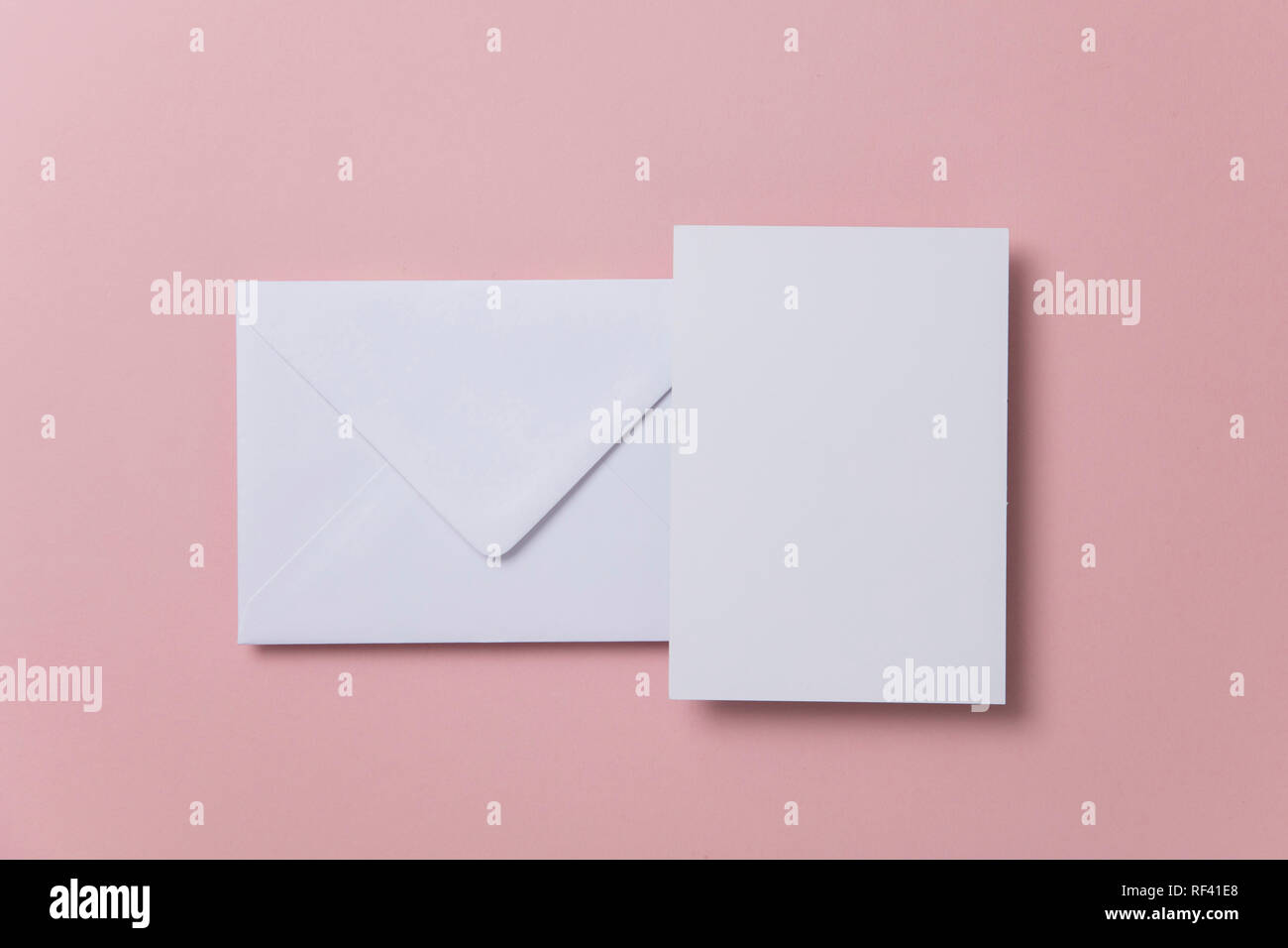 Blank white card with paper envelope template mock up Stock Photo - Alamy