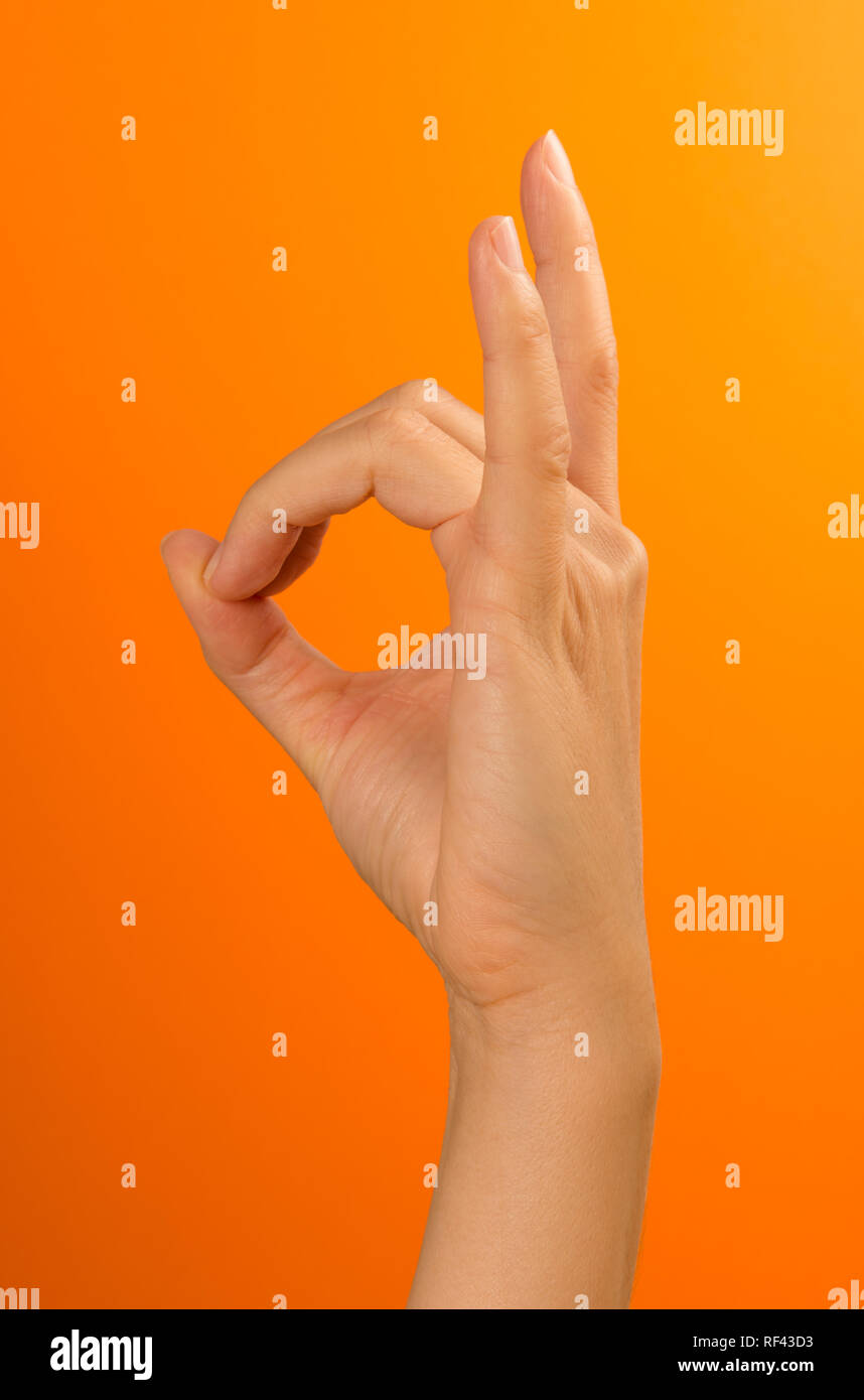 MUDRA is a hand position for meditation and yoga Stock Photo