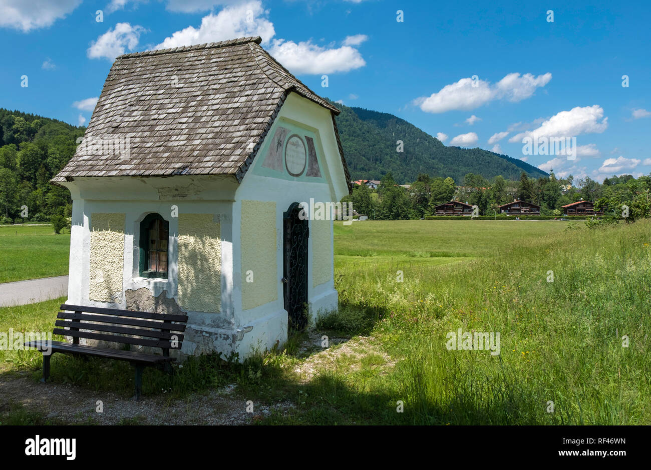 Wayside shrine in the Bavarian countryside, Ruhpolding, Upper Bavaria, Germany, Europe Stock Photo