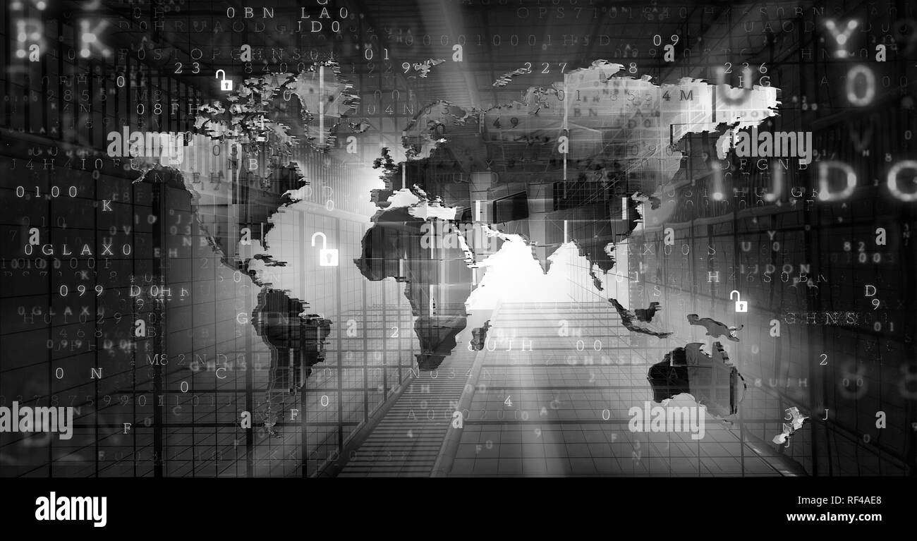 Glass world map as concept for globalization and connection. 3d