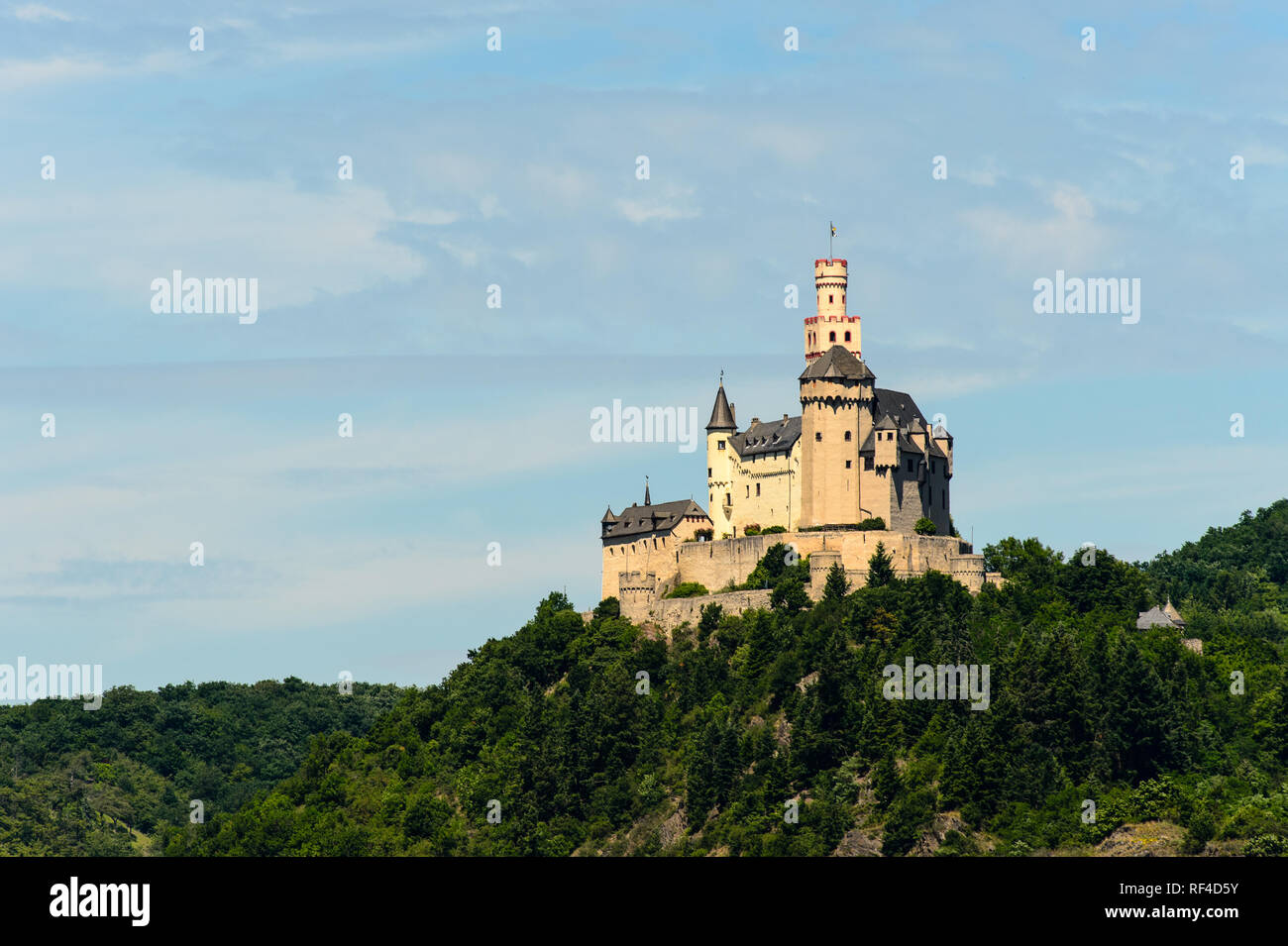 beautiful view to 'Marksburg' castle against sky in summer from the south west side Stock Photo