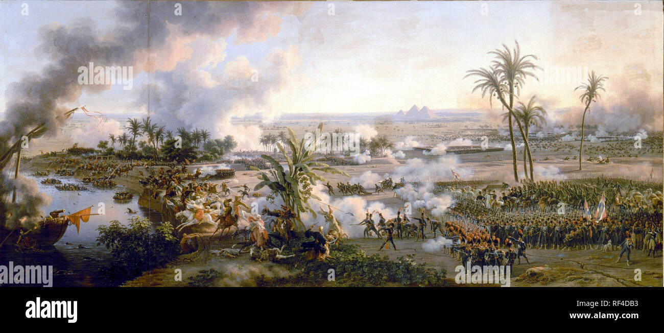 The Battle of the Pyramids, by Louis-François, Baron Lejeune The Battle of the Pyramids or Battle of Embabeh, was a major engagement fought on 21 July 1798 during the French Invasion of Egypt. Stock Photo