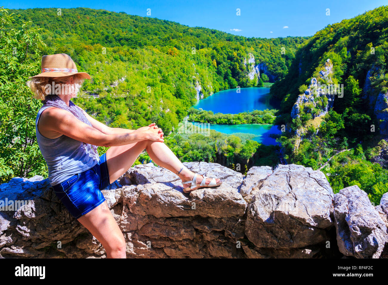 Lakes view from Vidikovac viewpoint. Plitvice Lakes National Park. Croatia, Europe Stock Photo