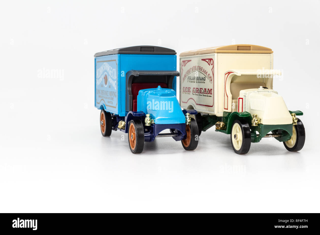 Matchbox Models of Yesteryear Y-30 Mack model AC truck 1920 - Acorn Storage and Arctic Ice Cream front view Stock Photo