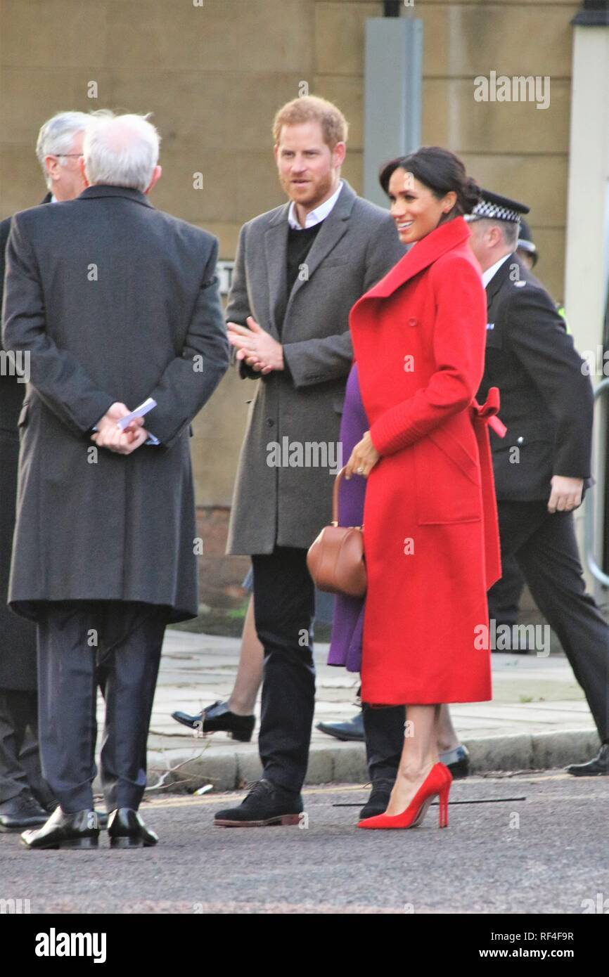 The Duke and Duchess of Sussex visit Birkenhead for a royal walkabout - January 2019 Stock Photo