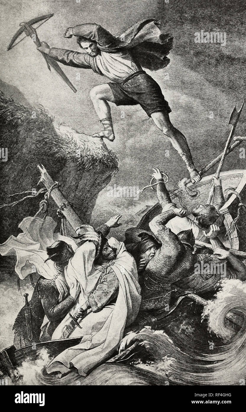 The Swiss revolt against Austria begins with the escape of William Tell Stock Photo