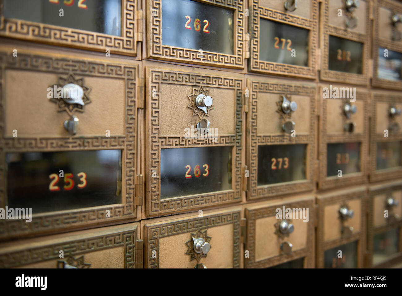 PO boxes an a post office that uses a combination to unlock the po