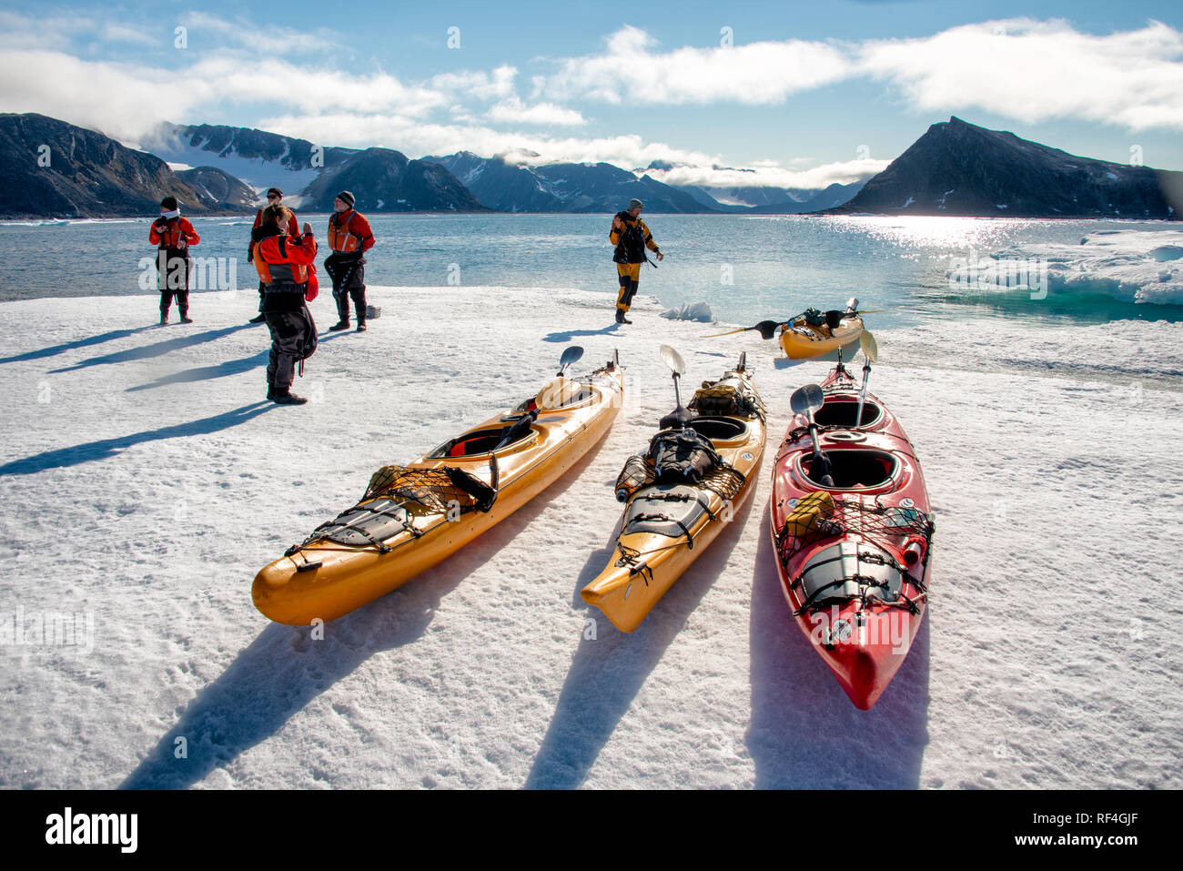 [kayaking in the Arctic] ice Arctic polar Stock Photo