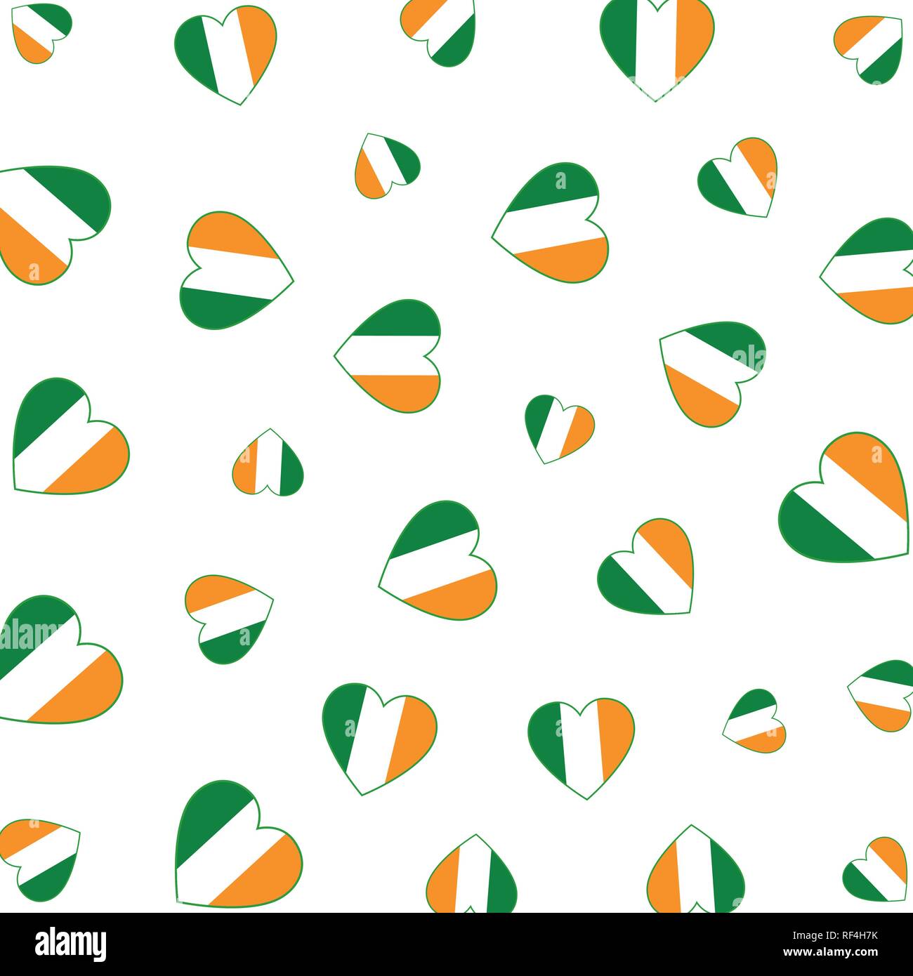 hearts with ireland flags pattern Stock Vector