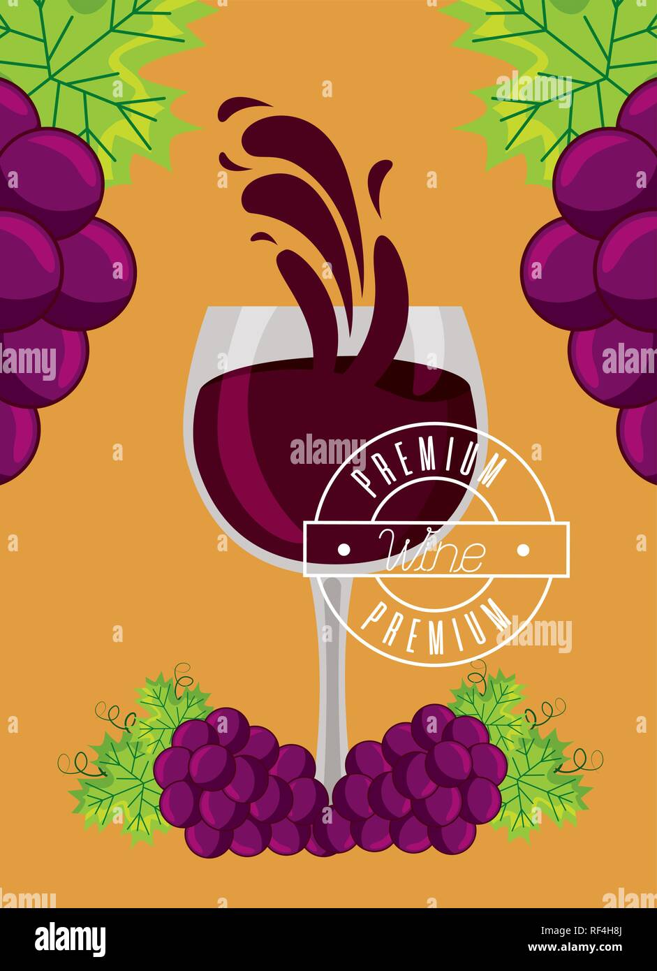 wine cup bunch fresh grapes splash Stock Vector Image & Art Alamy