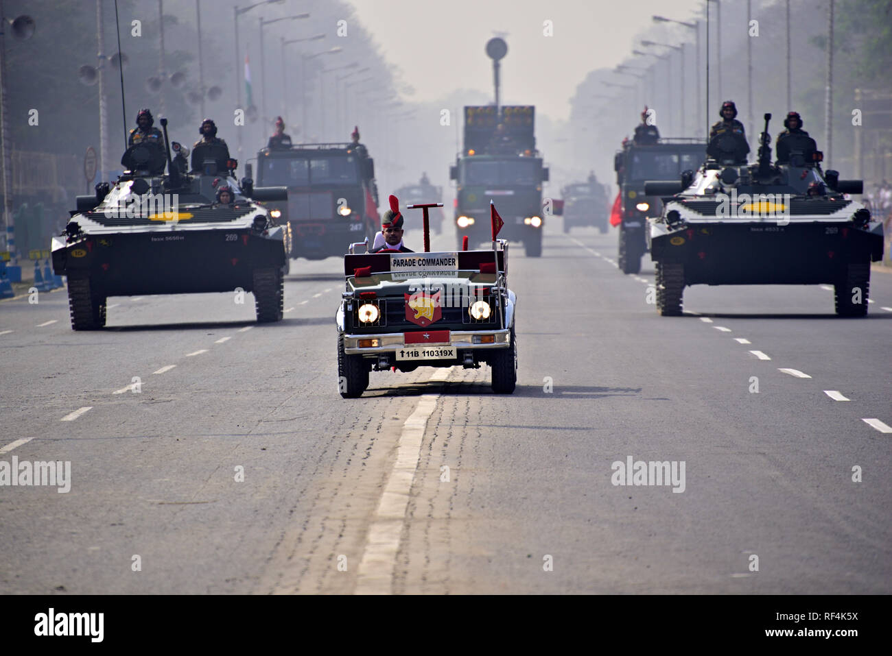 Calcutta, India - January 23, 2019: Indian army practice their parade ...