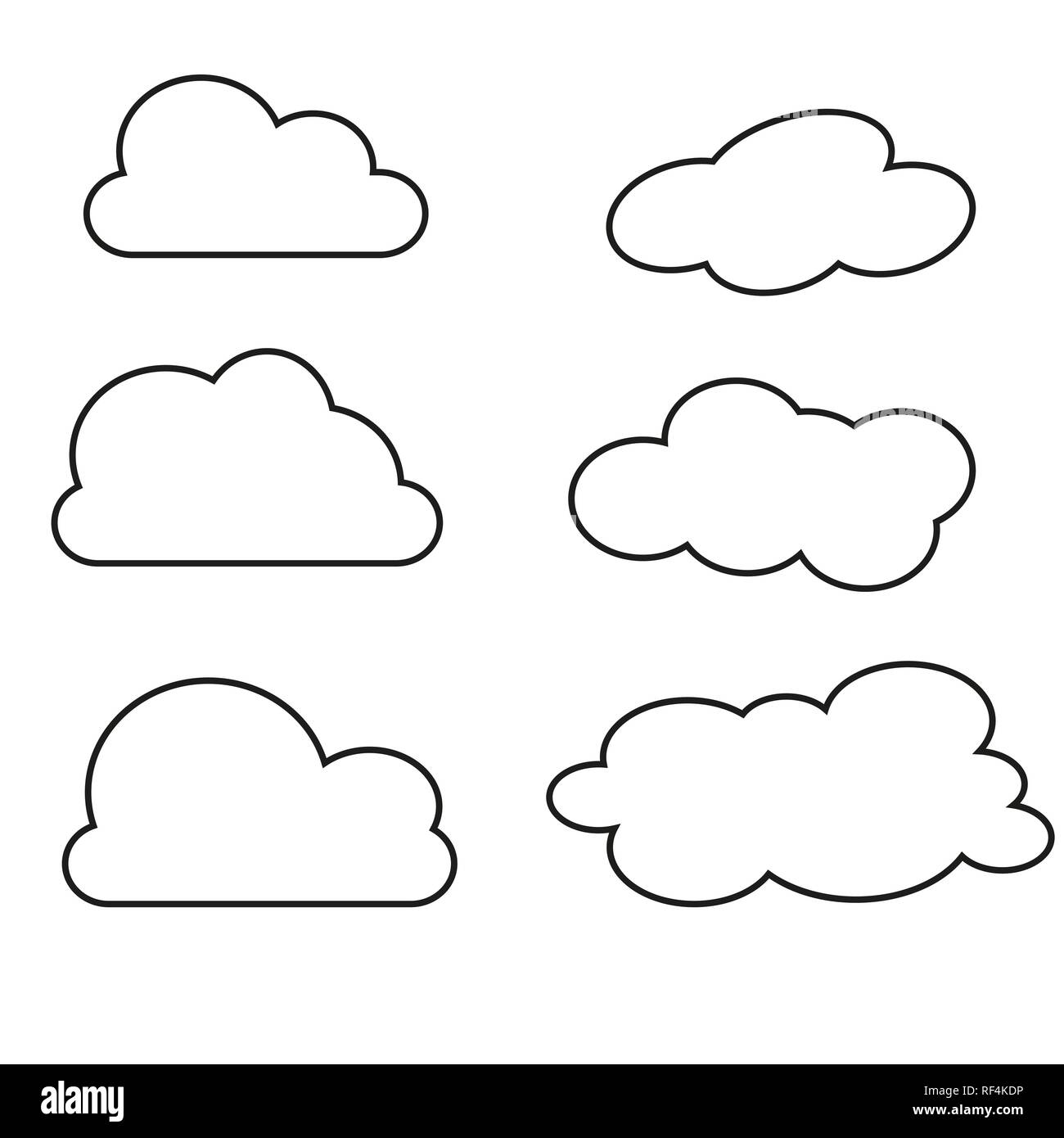 Vector illustration of clouds collection. Thin lines icons.eps 10 Stock ...