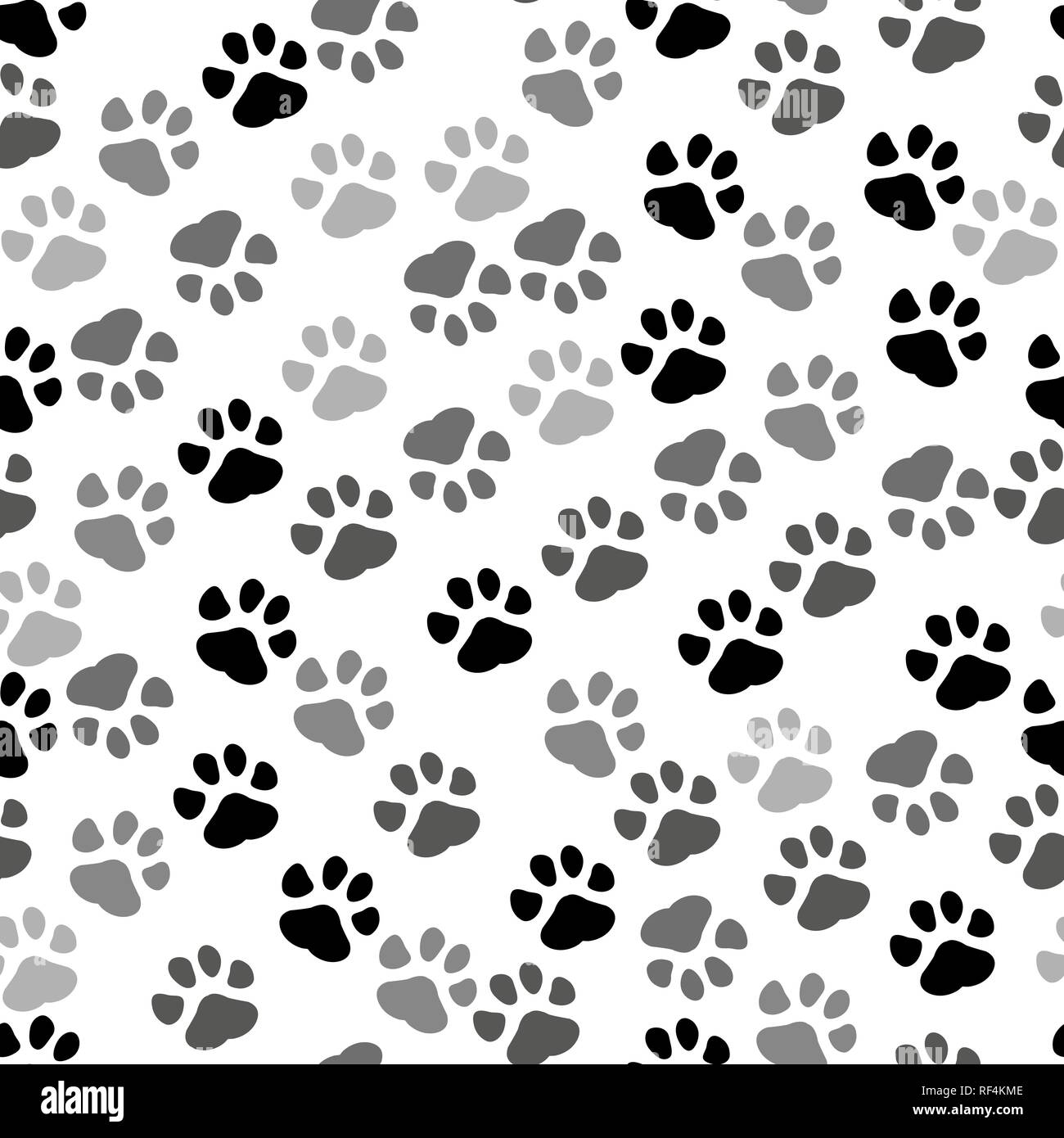 Seamless background - pet paw print and bone Stock Vector Image & Art ...