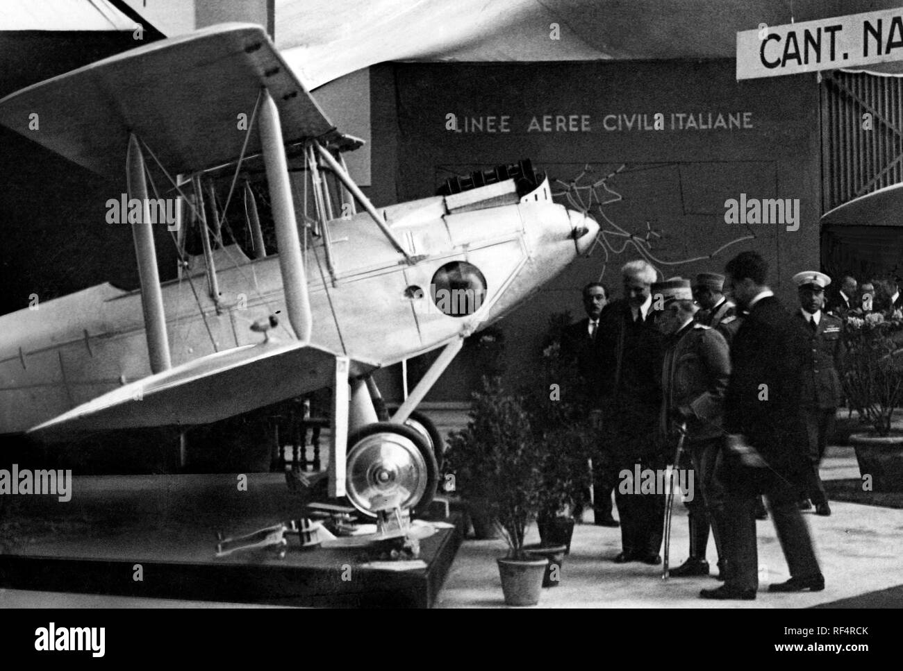 victor emmanuel III of italy, biplane caproni Ca.100, 1930 Stock Photo