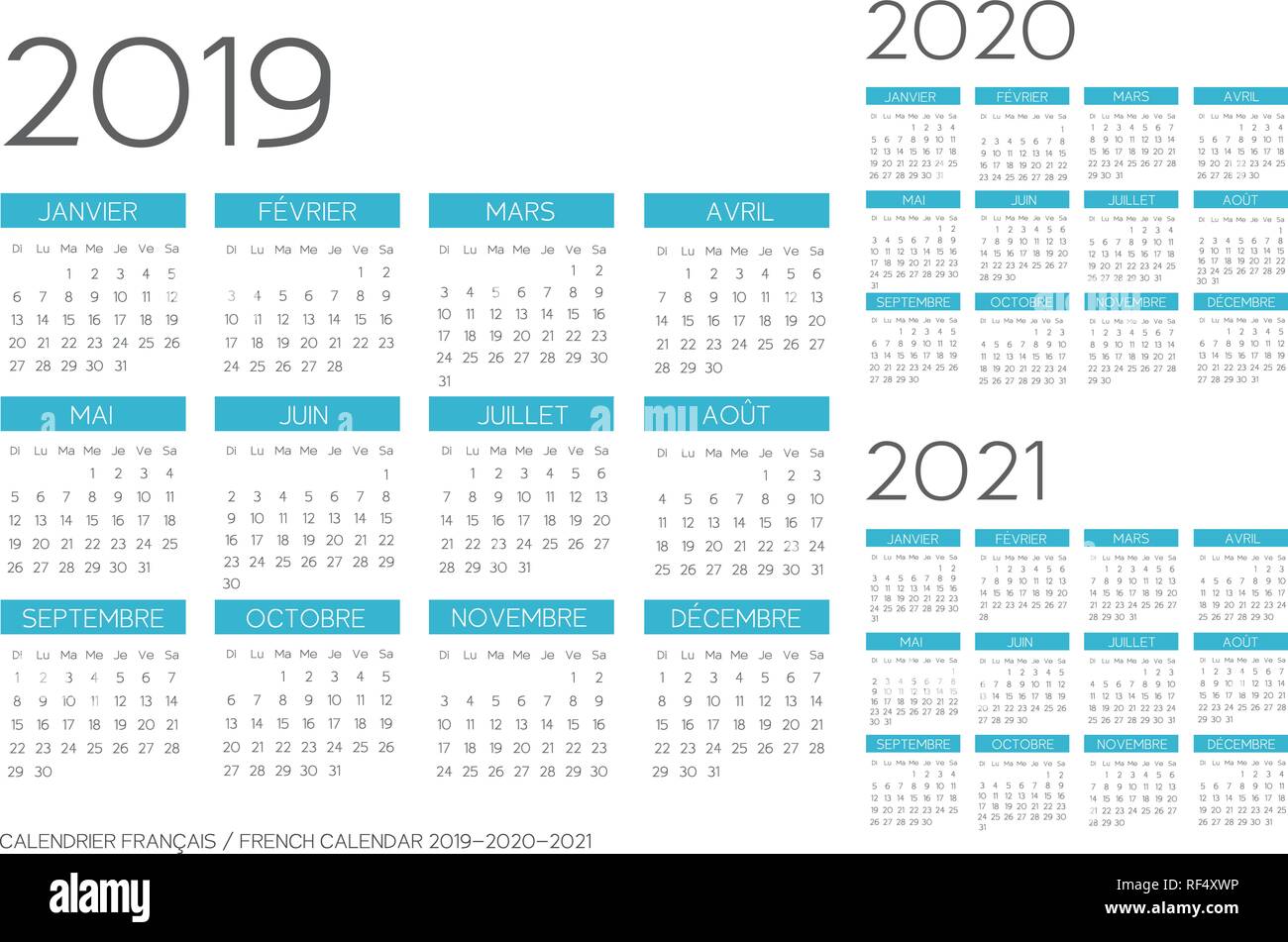 domo kun calendar 2021 French Calendar 2019 2020 2021 Template Vector Text Is Outline Font Is Armata Stock Vector Image Art Alamy domo kun calendar 2021