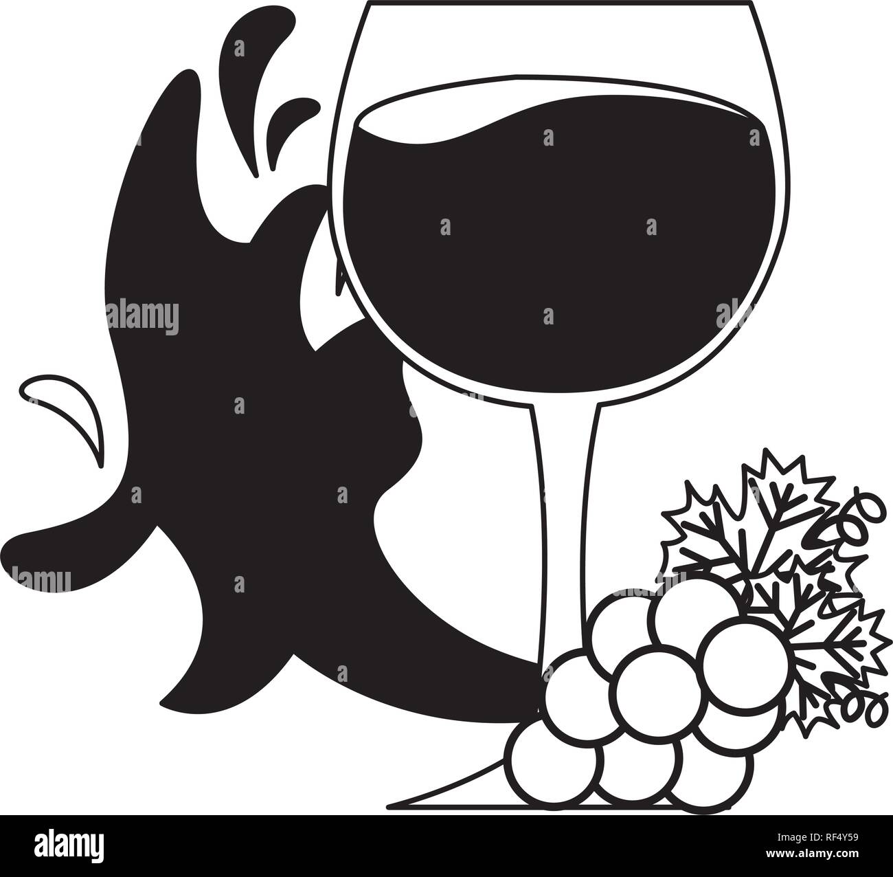 wine cup bunch fresh grapes splash Stock Vector Image & Art - Alamy